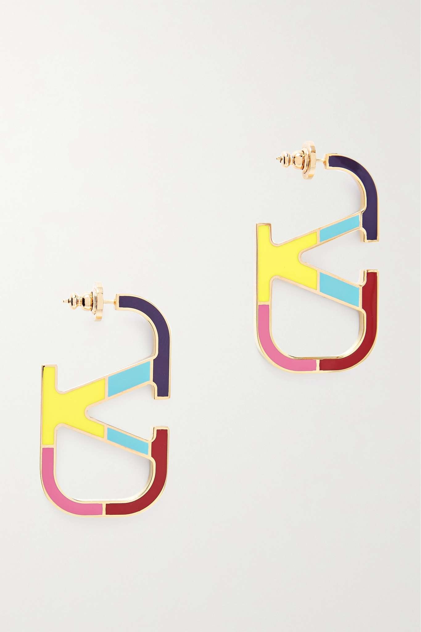 Valentino Garavani gold-tone and enamel earrings - 1