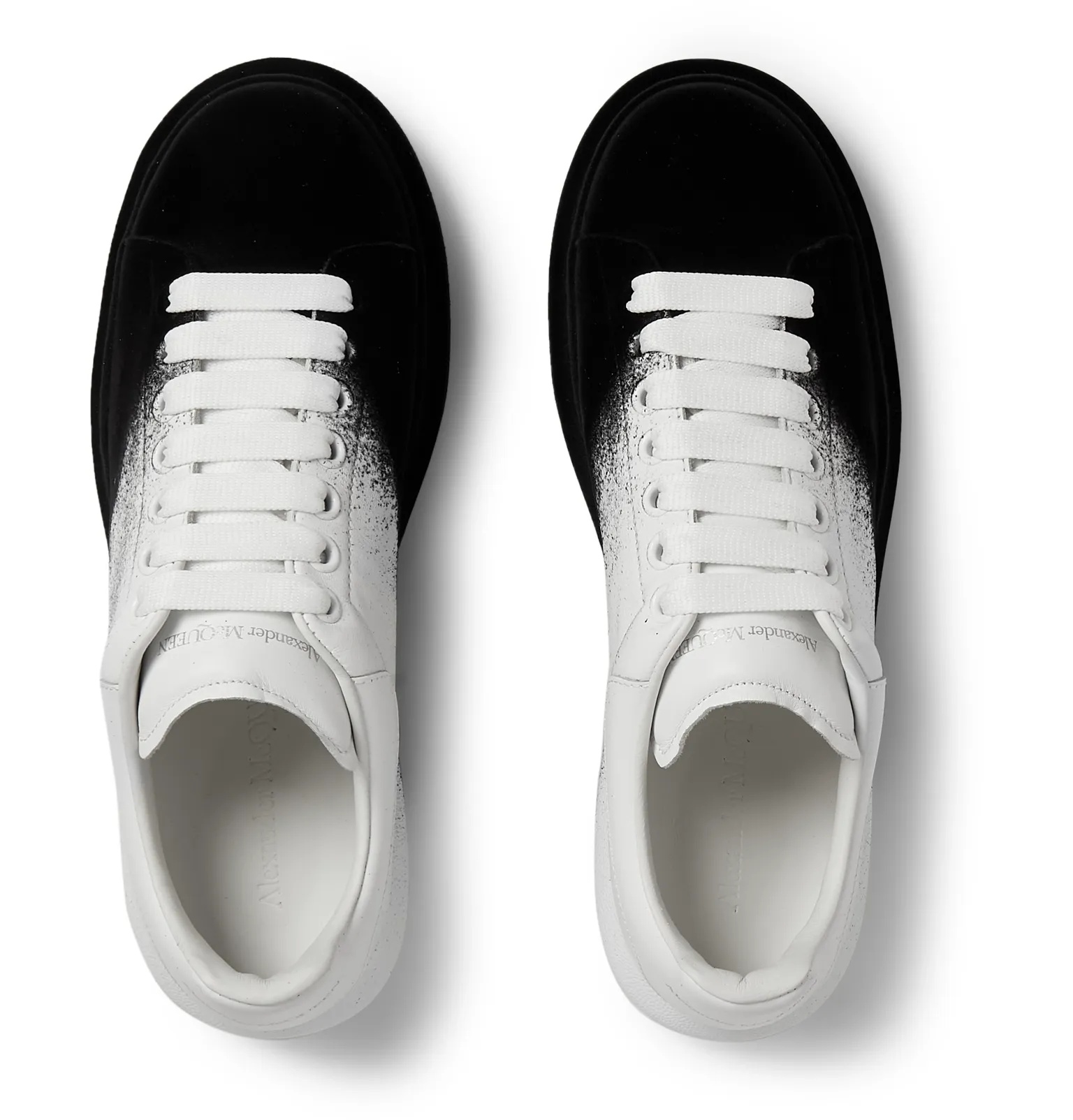 Exaggerated-Sole Leather and Velvet Sneakers - 8