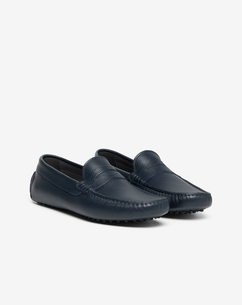 CORNELIANI Blue navy leather loafers outlook