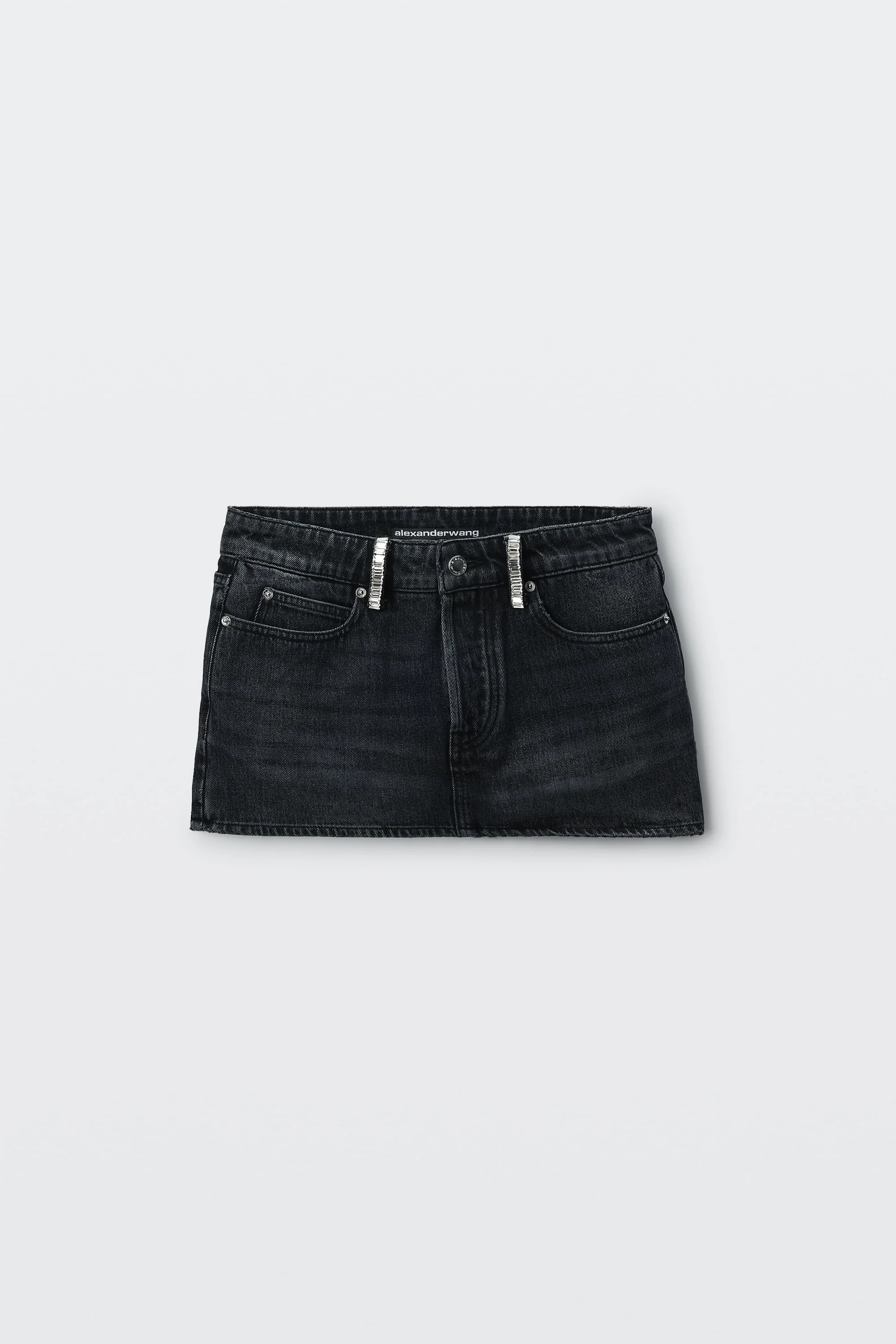 CRYSTAL BELT LOOP DENIM MINI SKORT - 1