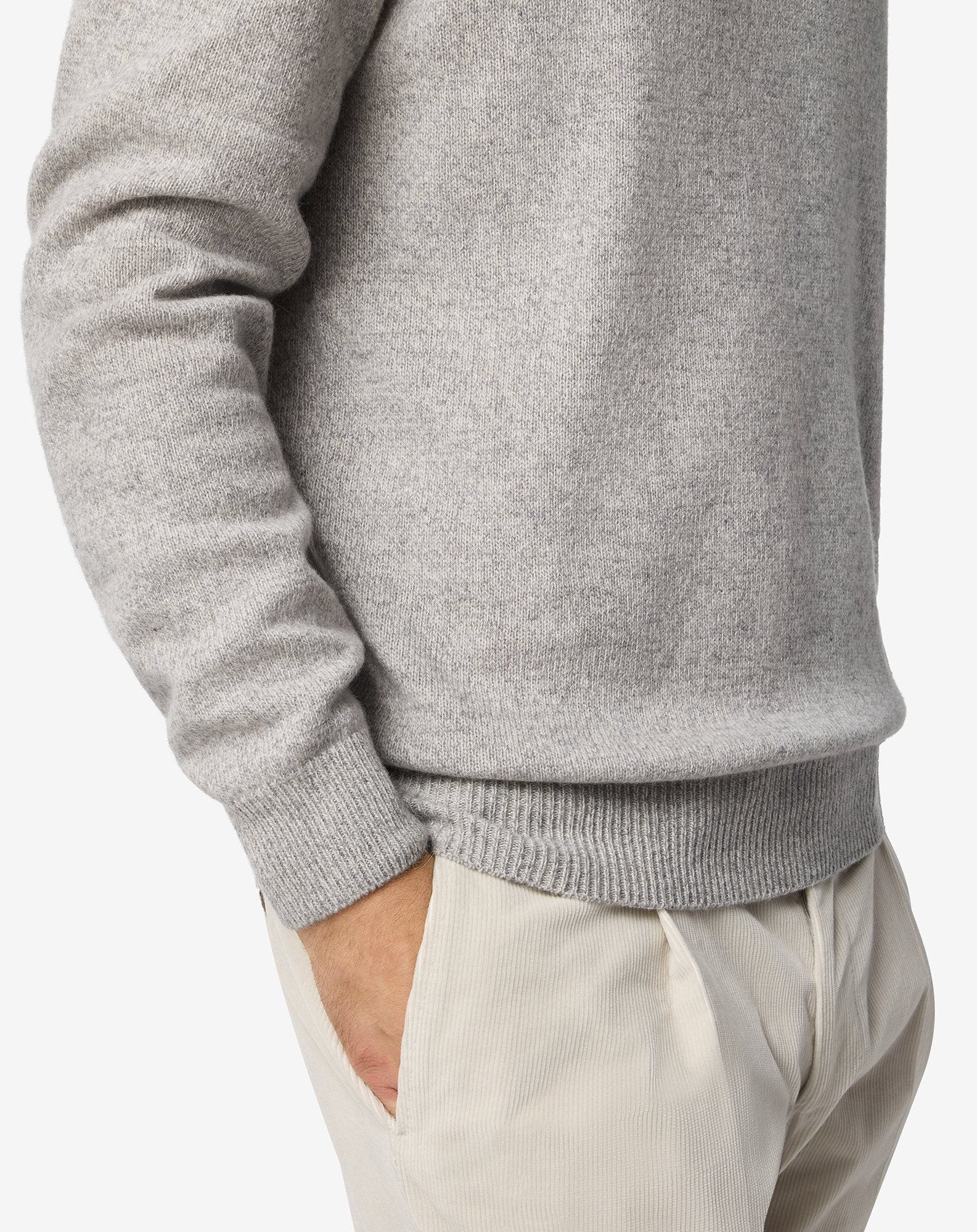 Light melange grey eco-cashmere mock turtleneck - 5