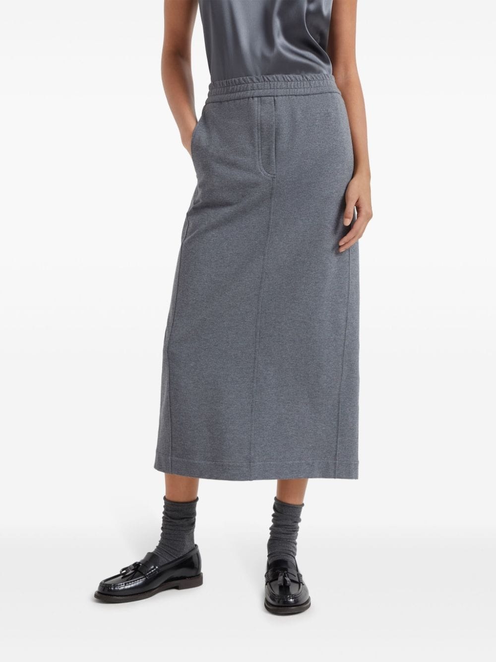 elasticated-waistband midi skirt - 3