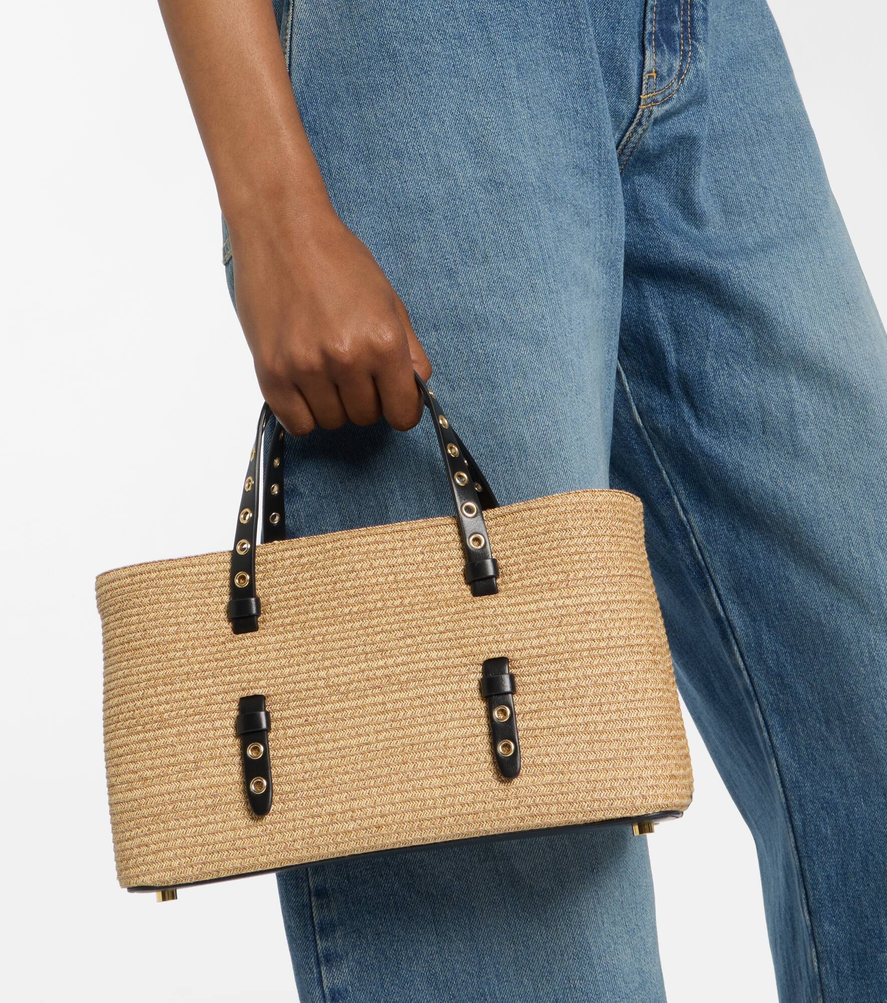 Mina 25 Medium straw tote bag - 5