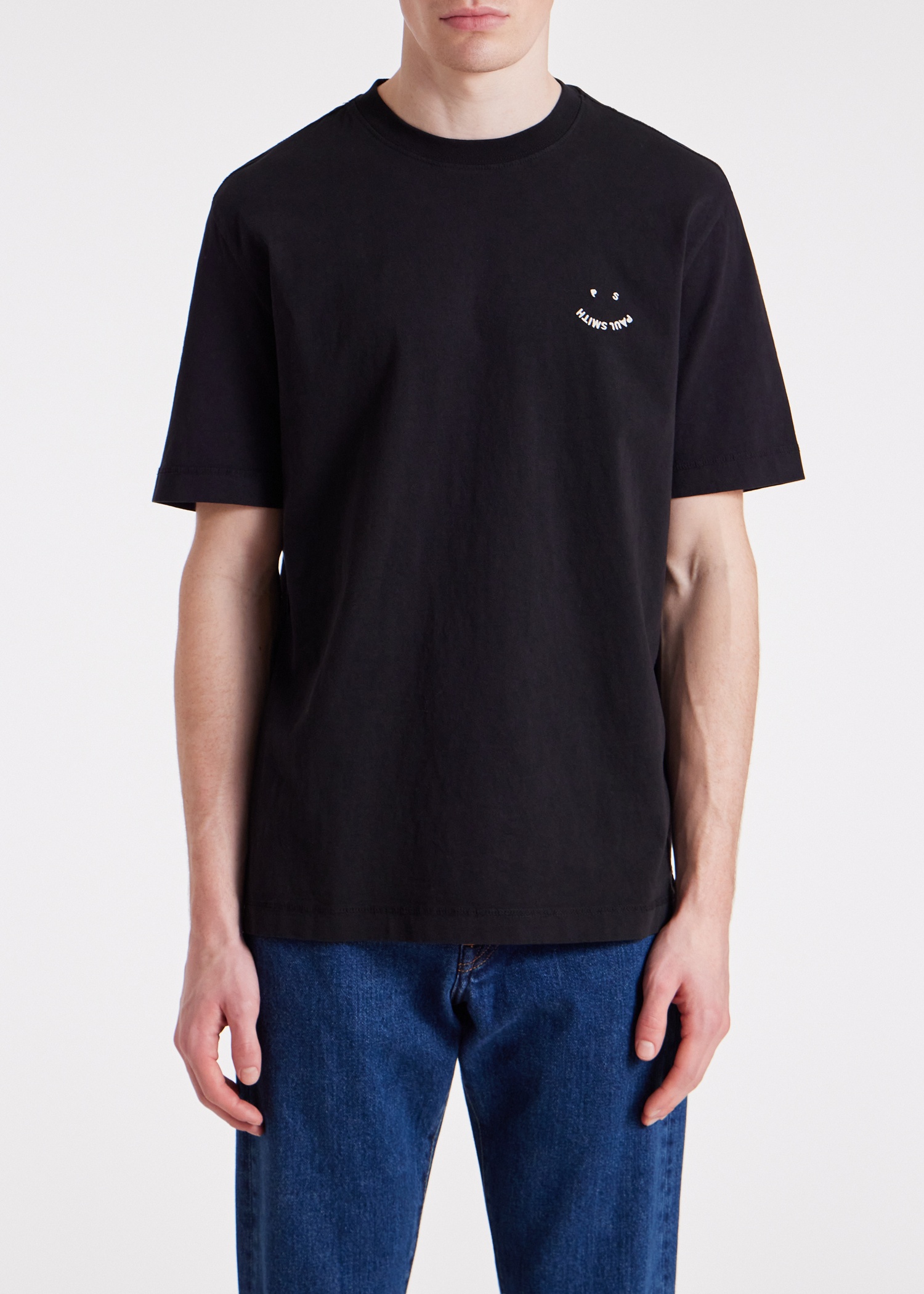 Black Cotton 'Happy' T-Shirt - 3