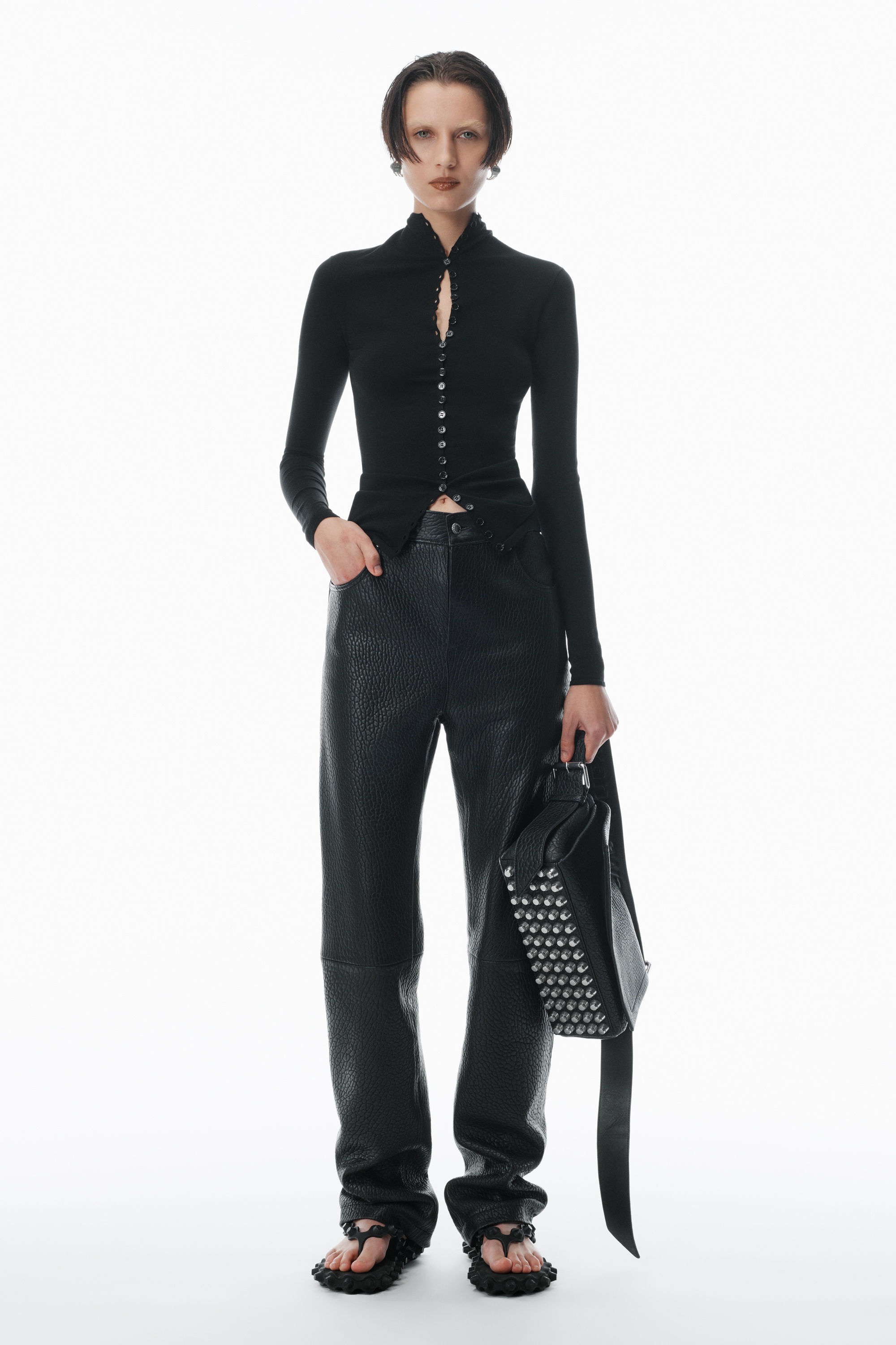 Long-Sleeve High-Neck Cardigan - 5