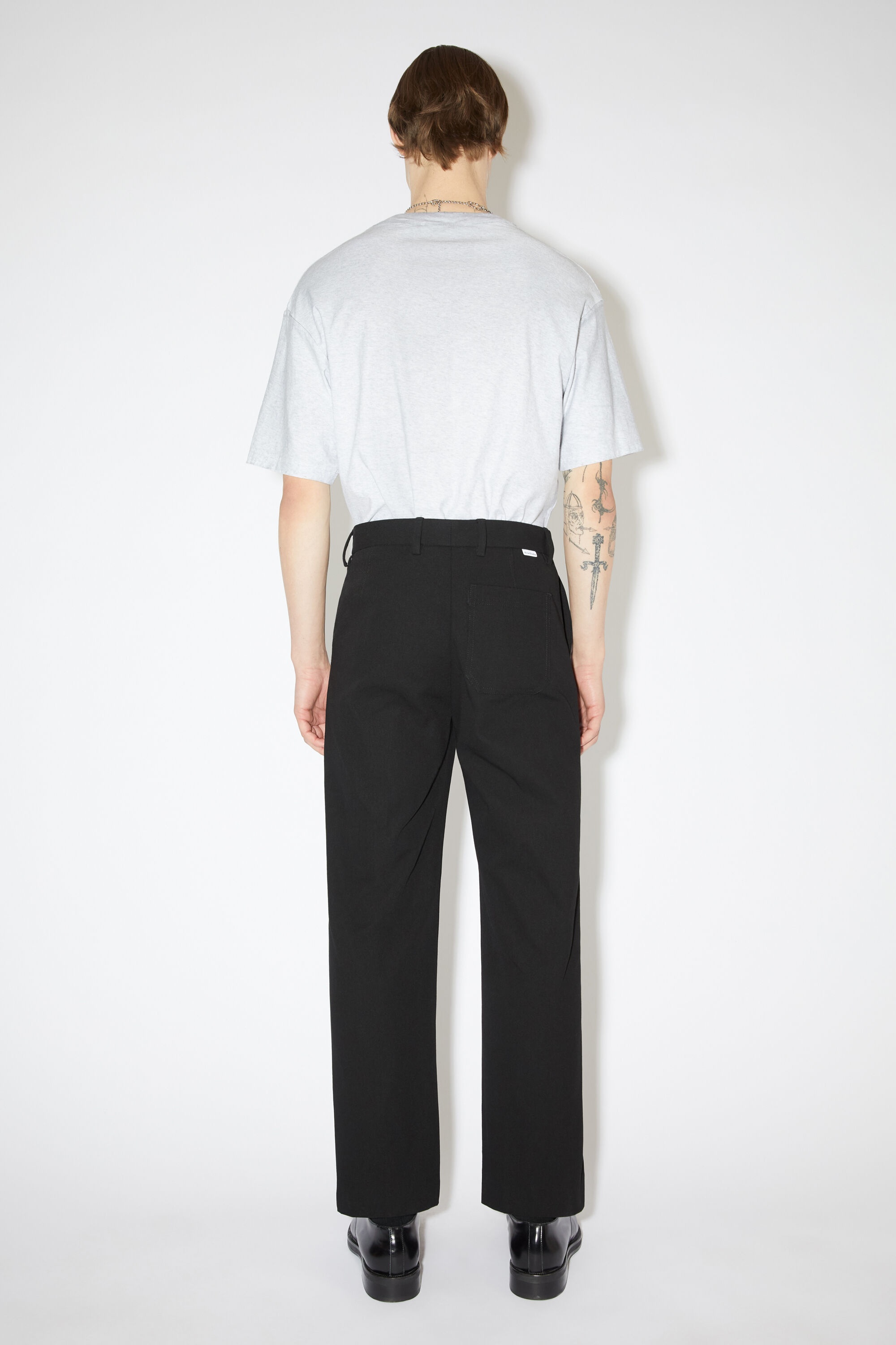 Twill cotton-blend trousers - Black - 3