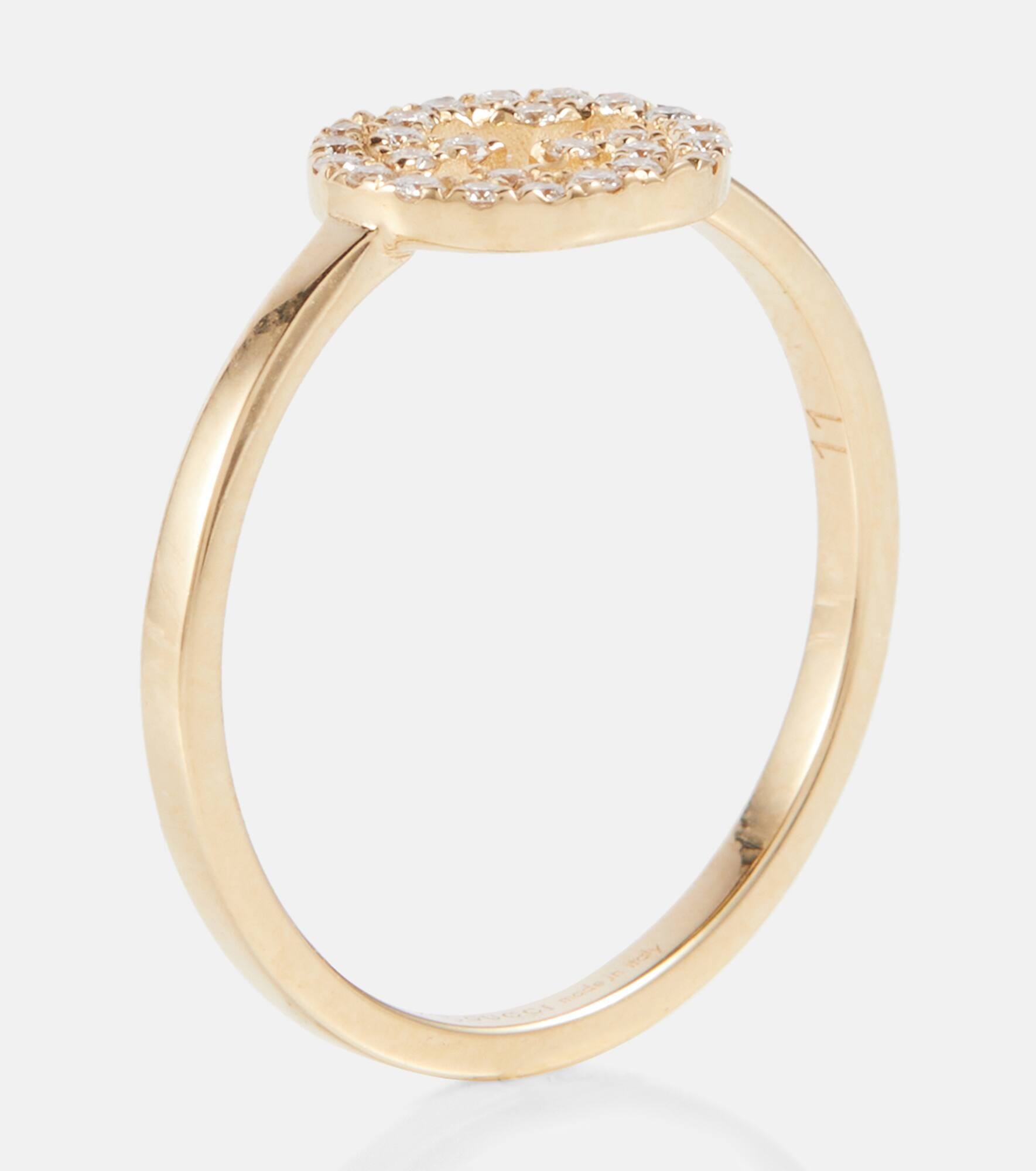 Interlocking G 18kt gold ring with diamonds - 4