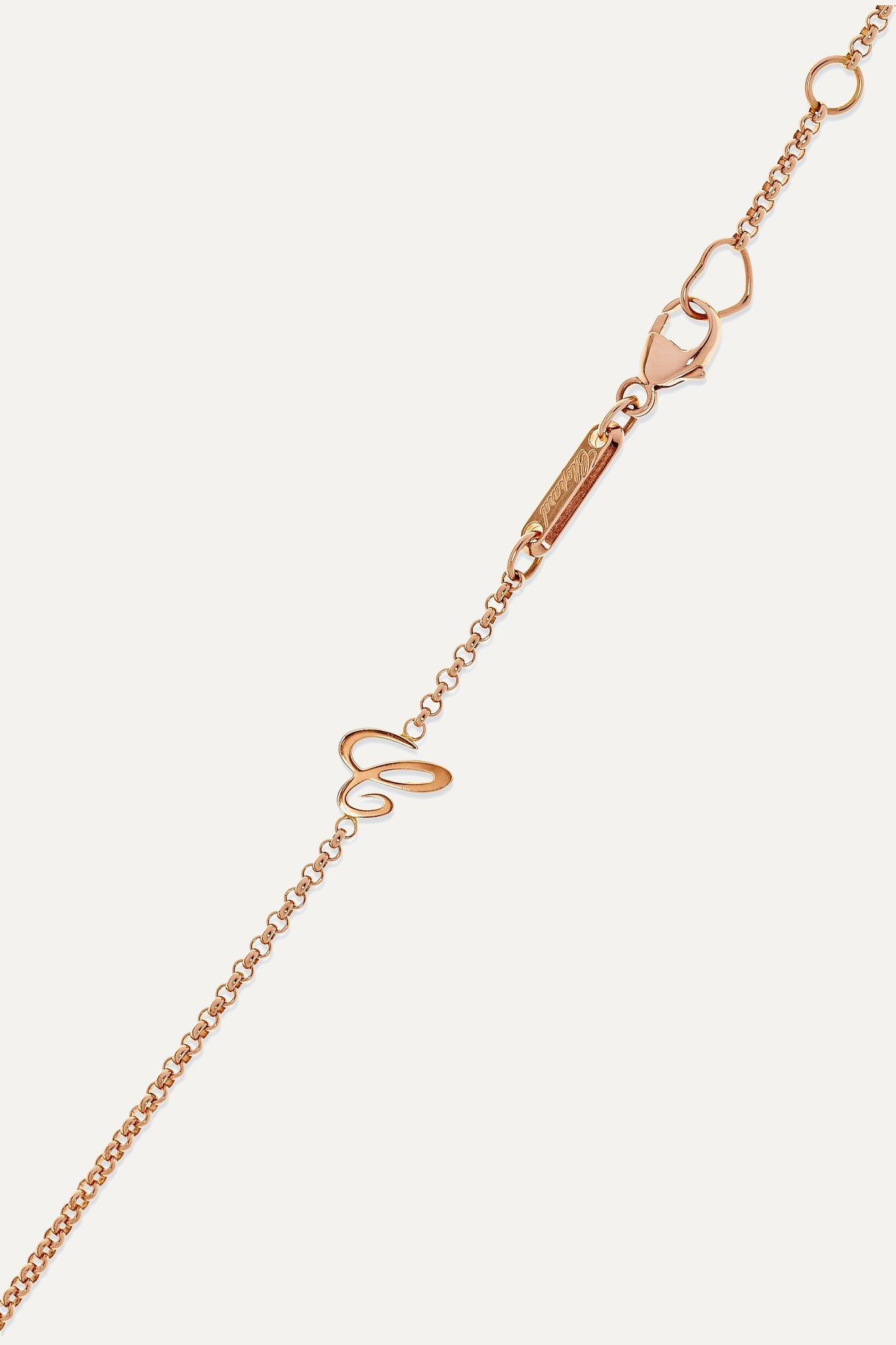 Happy Hearts 18-karat rose gold, diamond and red stone necklace - 3