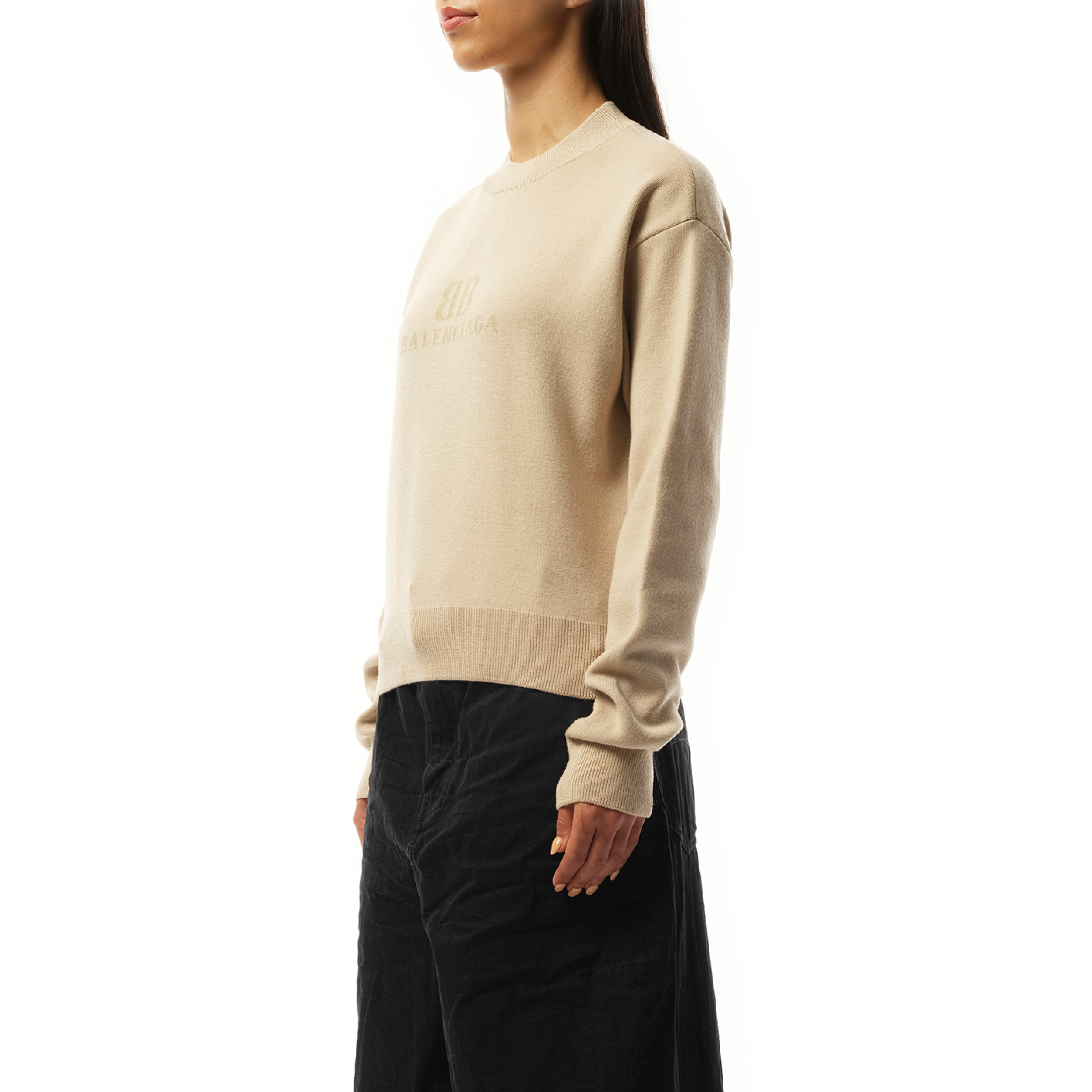 Cropped Sweater in Beige - 5
