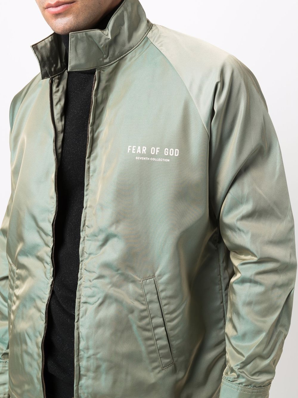 iridescent zip-up bomber jacket - 5