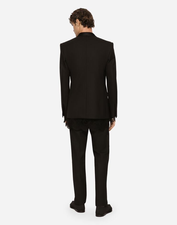 Tailored stretch wool tuxedo pants - 5