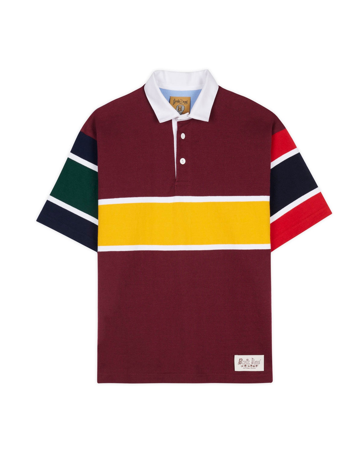 Short Sleeve Rugby Shirt - Burgundy Multi - 1
