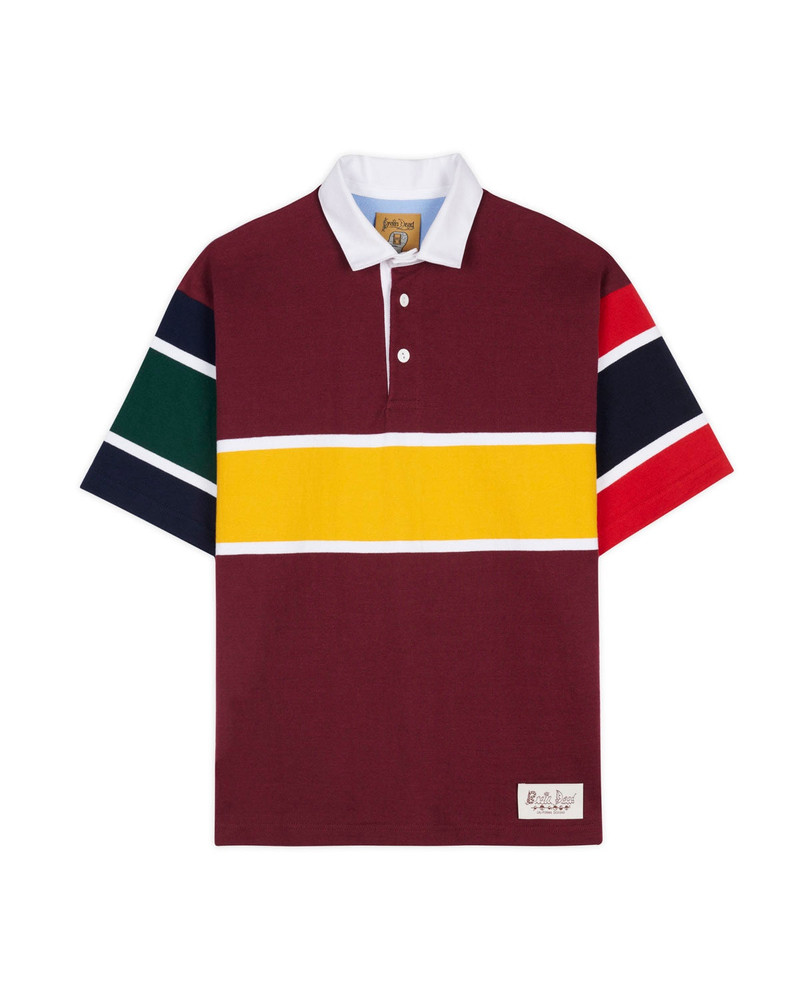 Short Sleeve Rugby Shirt - Burgundy Multi 1