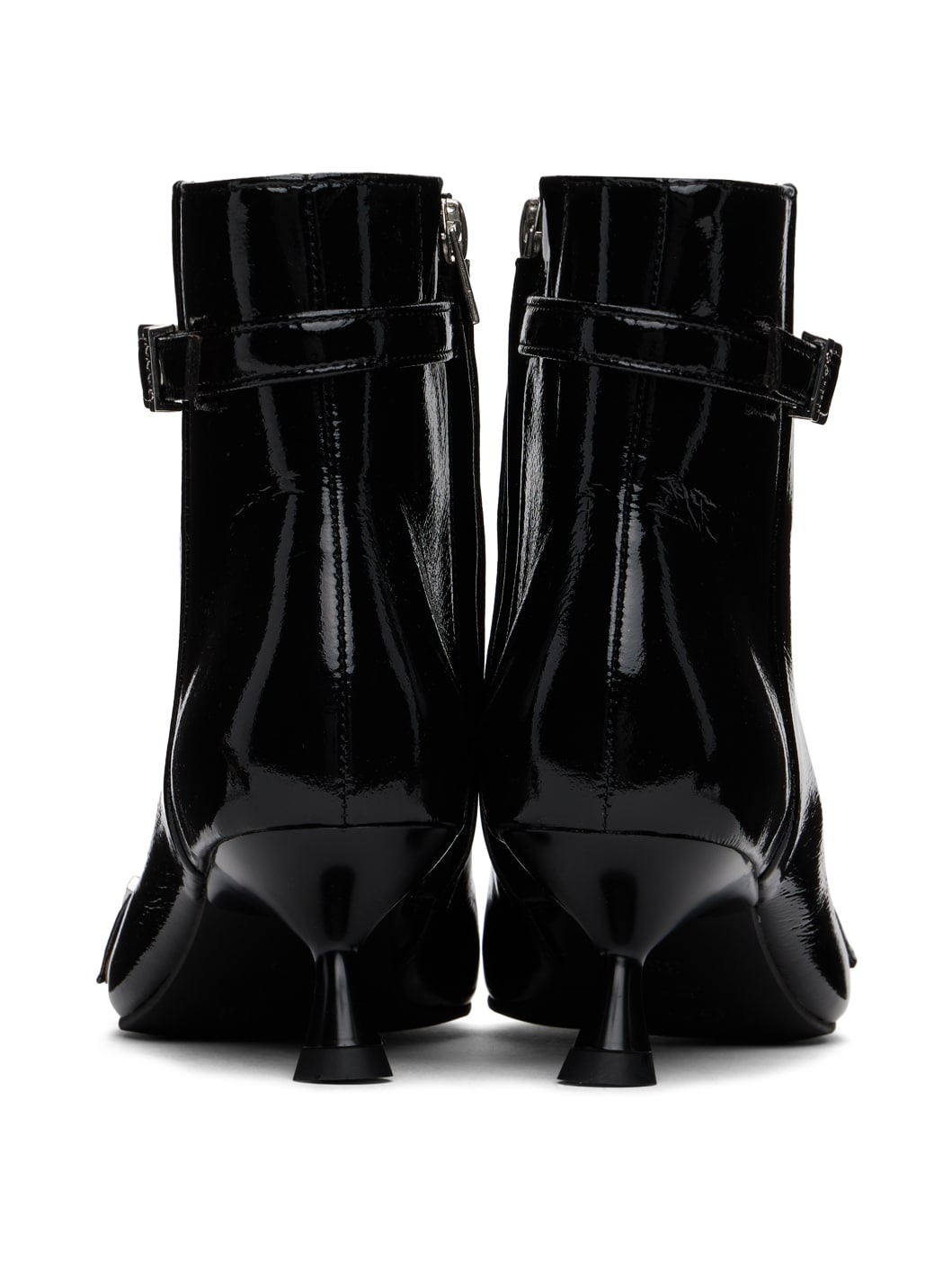 Black Eyelets Kitten Heel Boots - 2