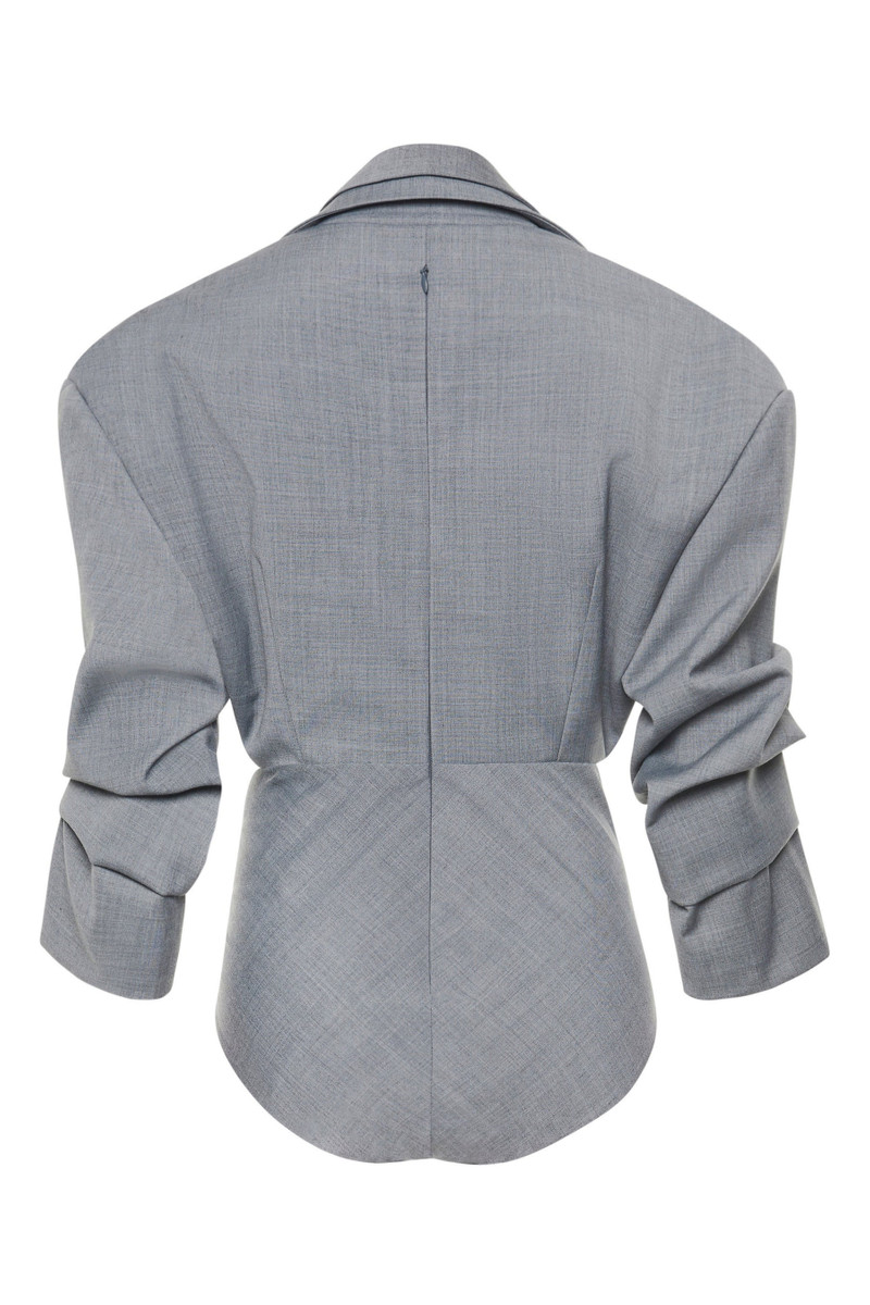 TAILORED BODYSUIT WITH SHIRT COLLAR INSERT GREY MELANGE 10