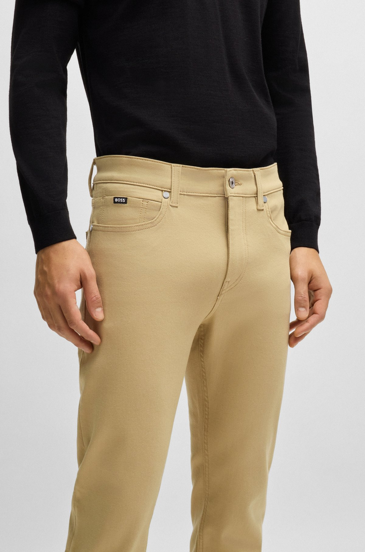 SLIM-FIT JEANS IN BEIGE STRETCH DENIM - 5