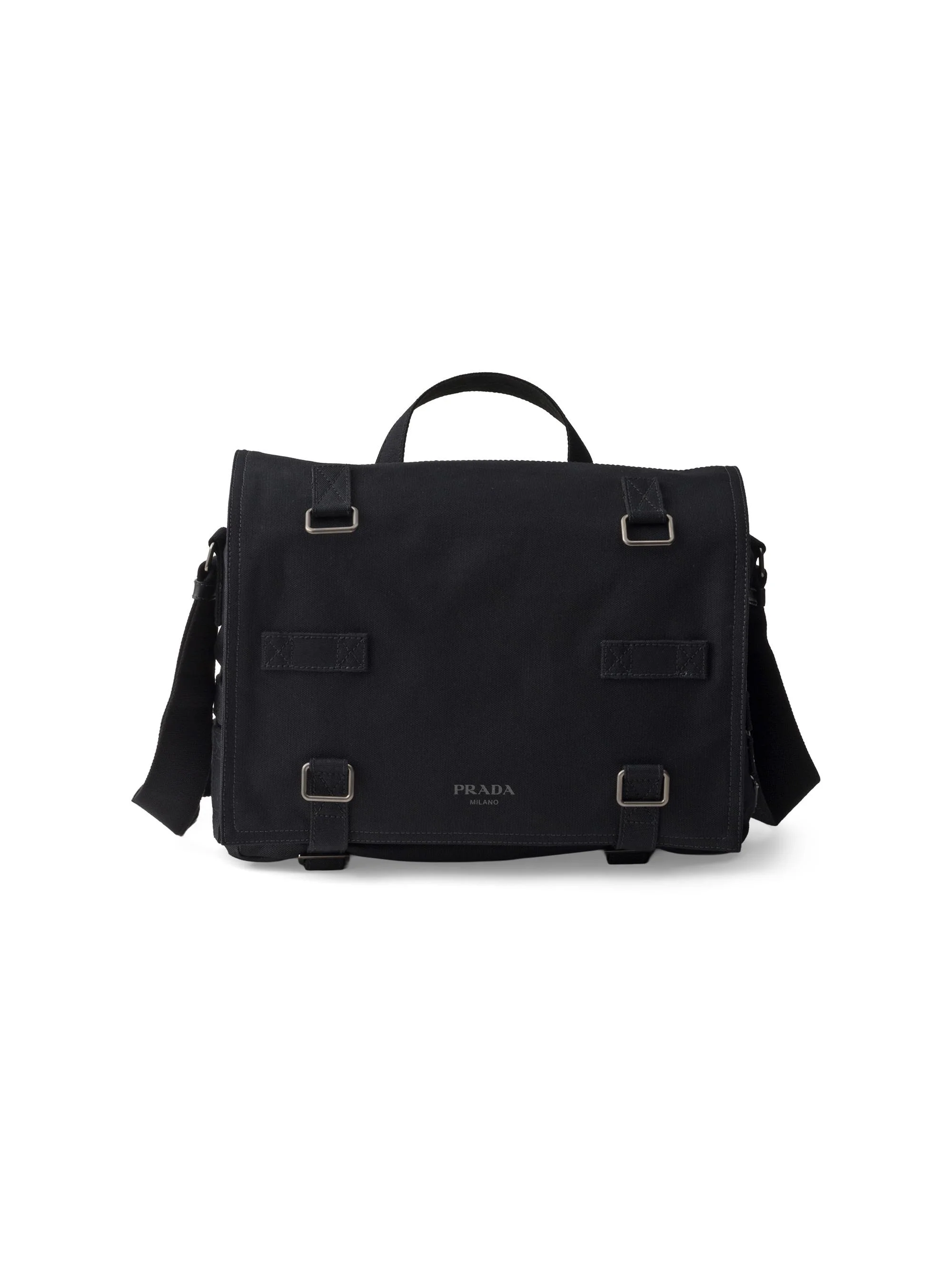 Men's Canvas Shoulder Bag - Black - 1