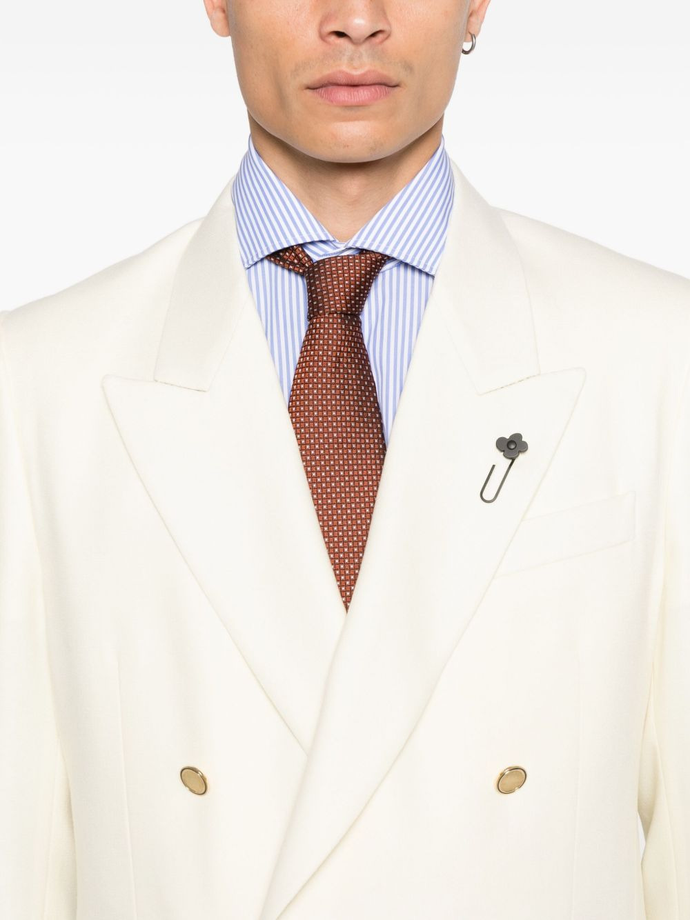 double-breasted gold-button blazer - 5