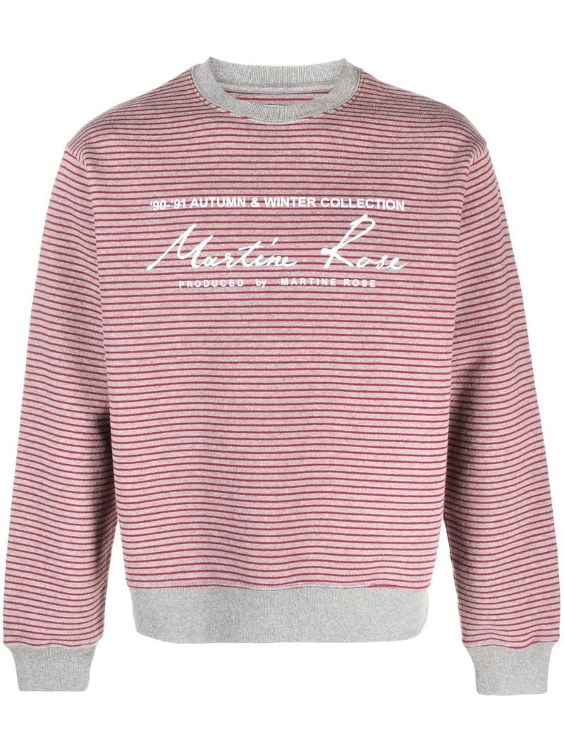 logo-print striped sweatshirt - 1