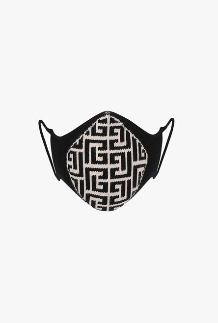 Ivory and black cotton mask with Balmain monogram pattern - 1