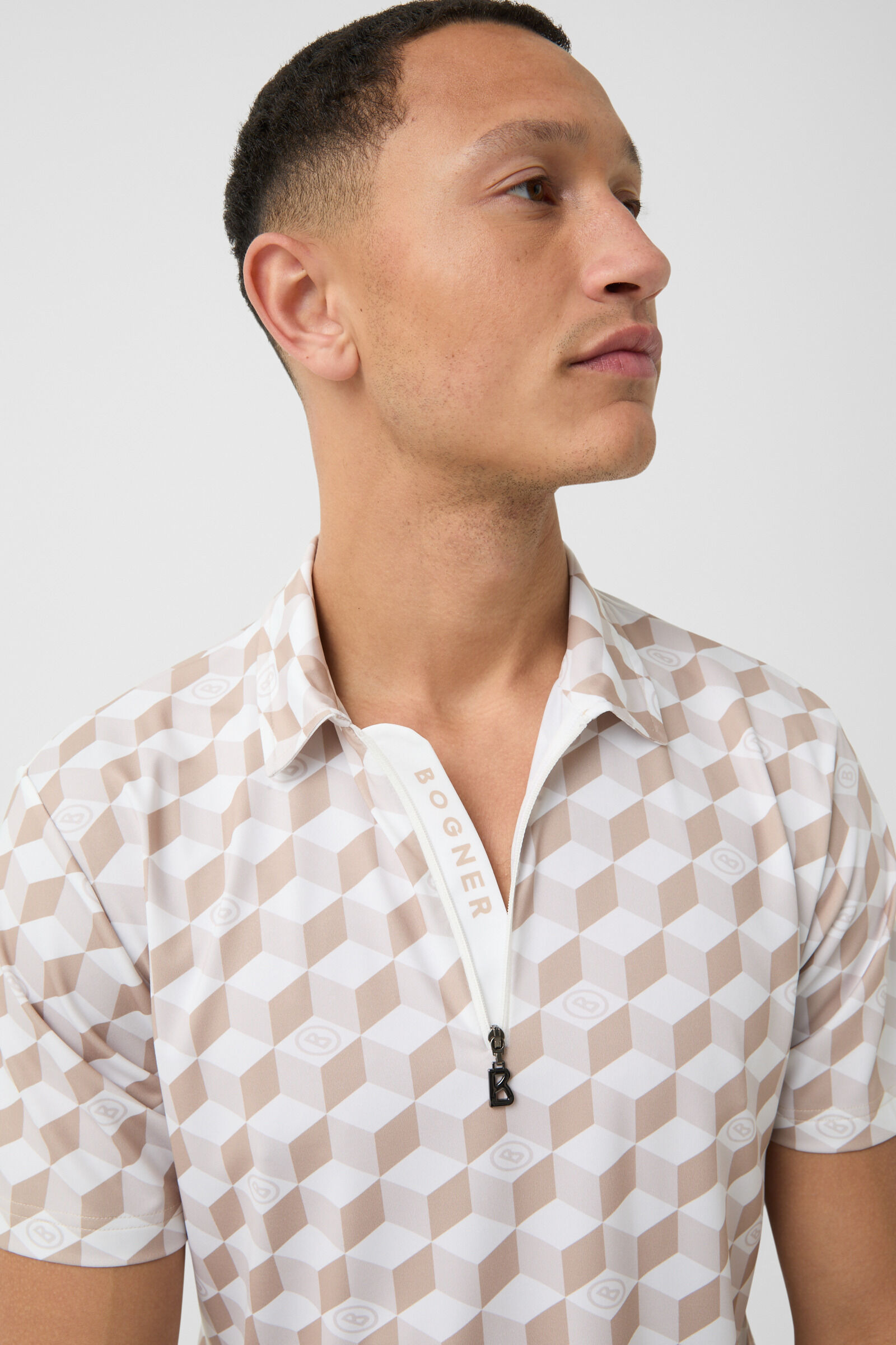 Tamiro functional short-sleeved top in Beige/Off-White - 4
