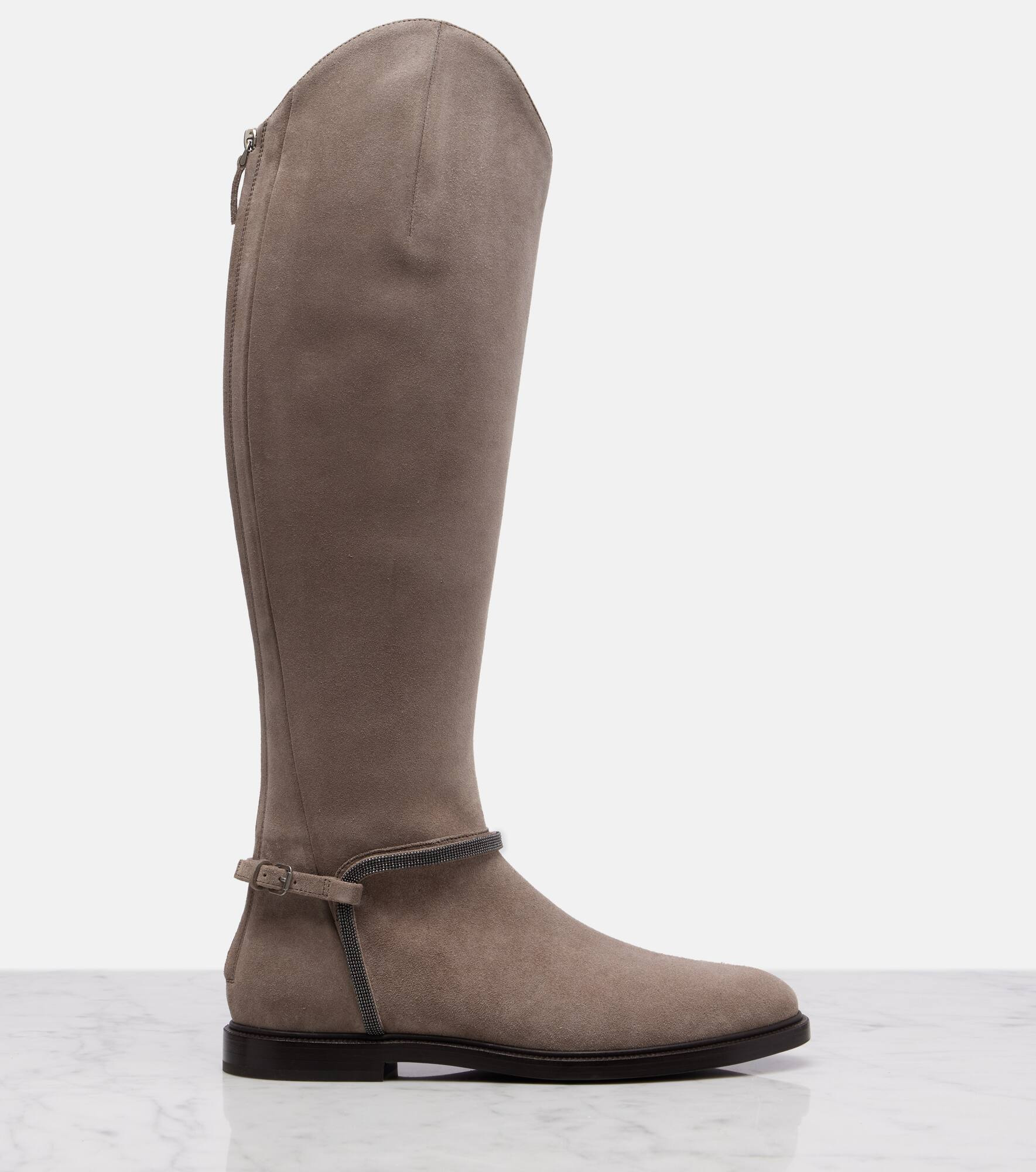 Monili suede knee-high boots - 4