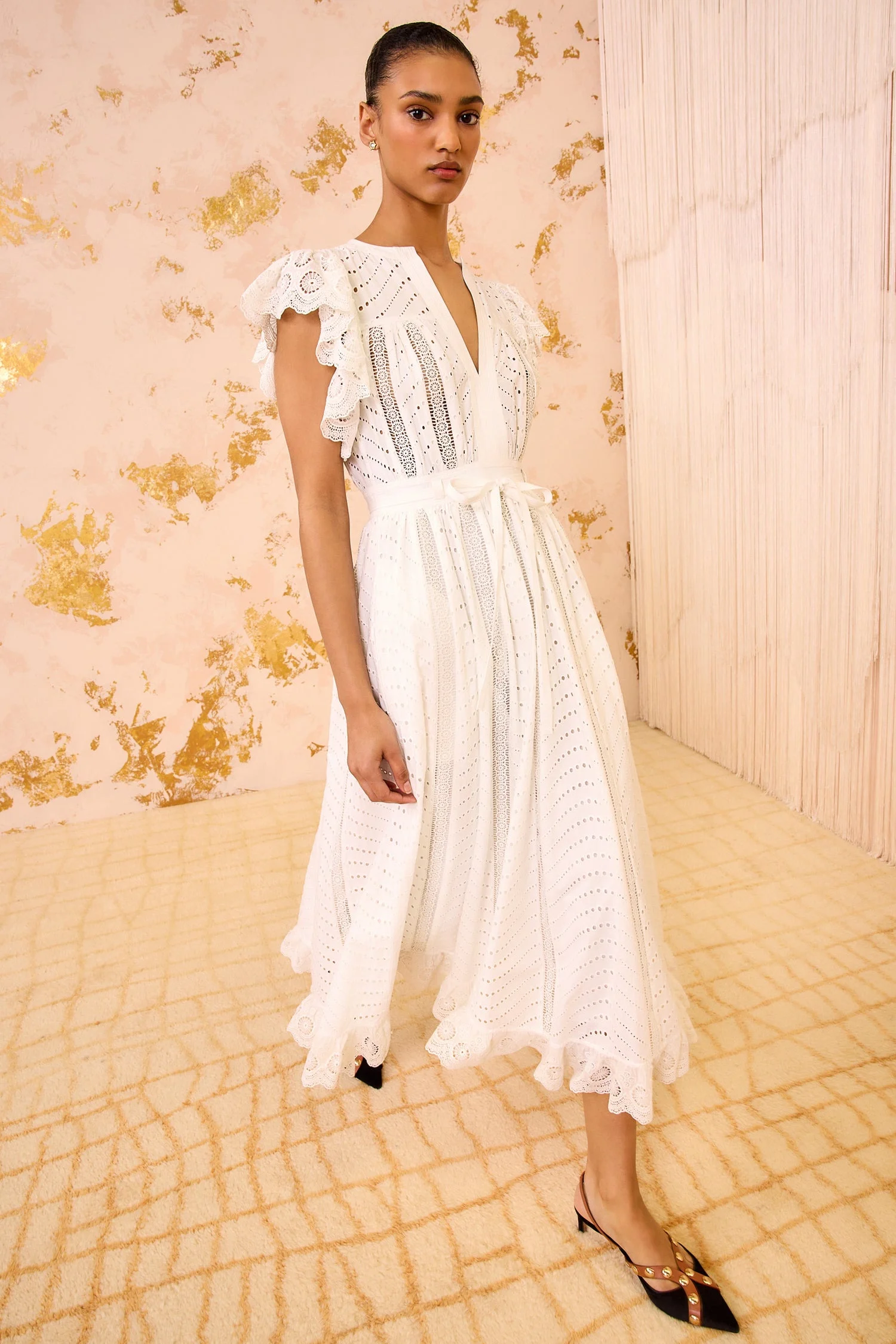 Olga Flutter Sleeve Midi Dress - 1