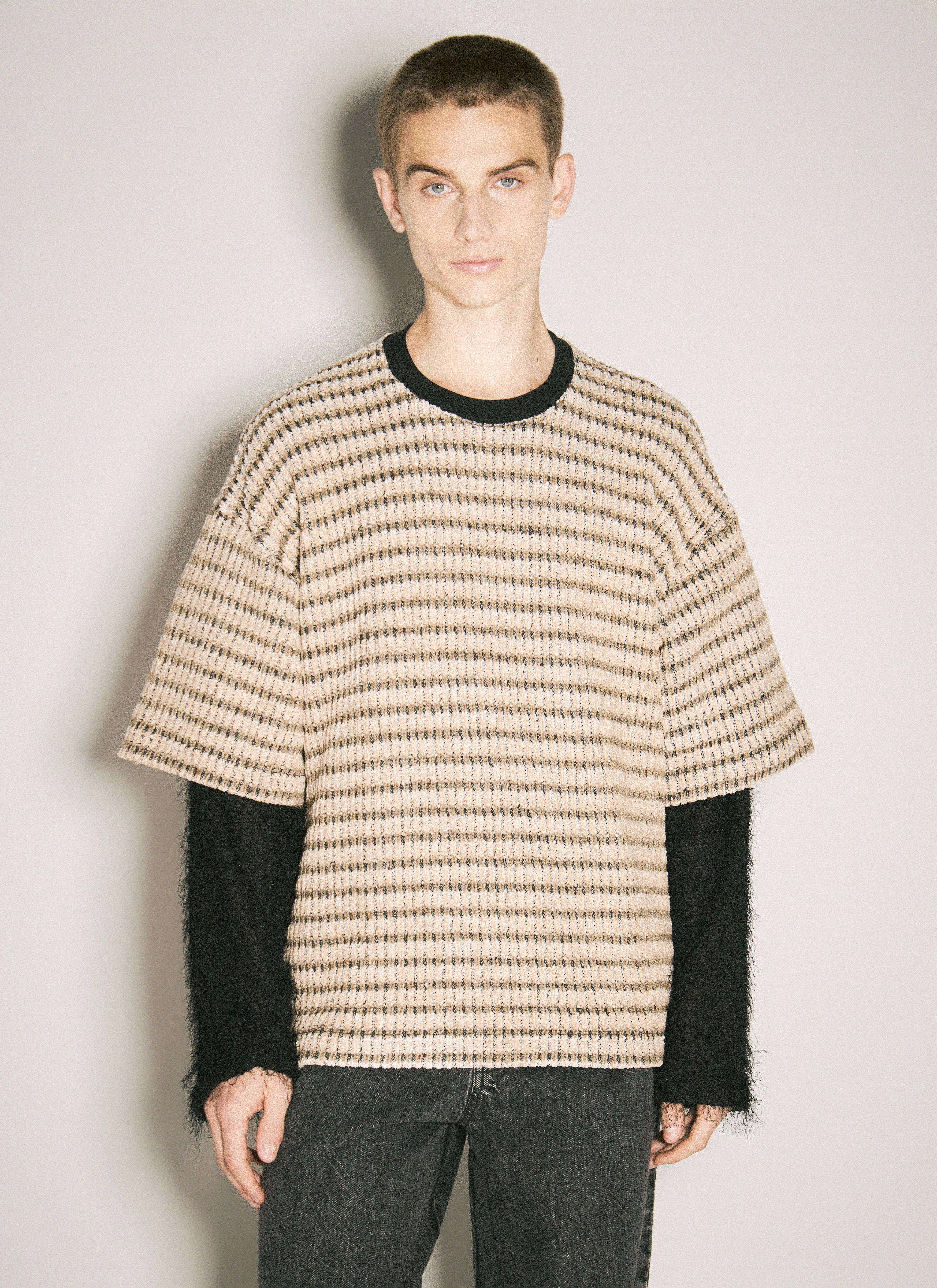 Double-Layered Sleeves Sweater - 1