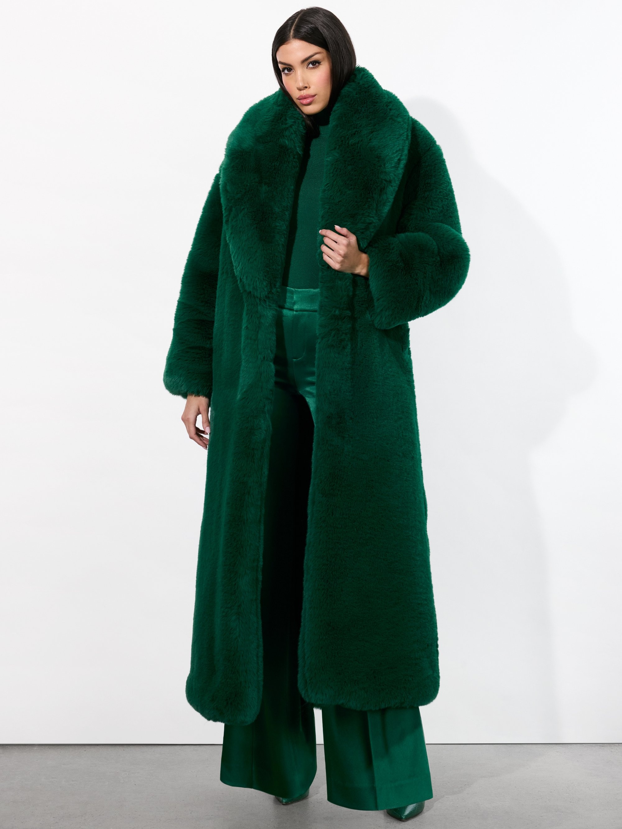 YETTA DROP SHOULDER FAUX FUR MAXI COAT - 2