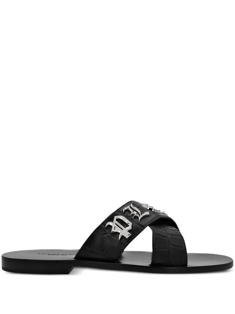logo-plaque leather sandals - 1