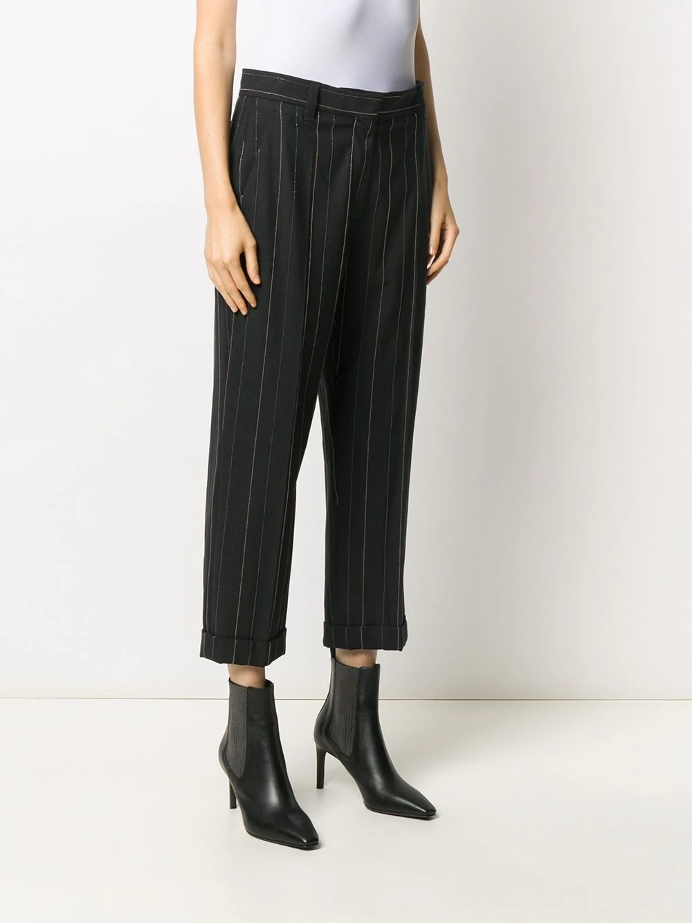 pinstripe cropped trousers - 3