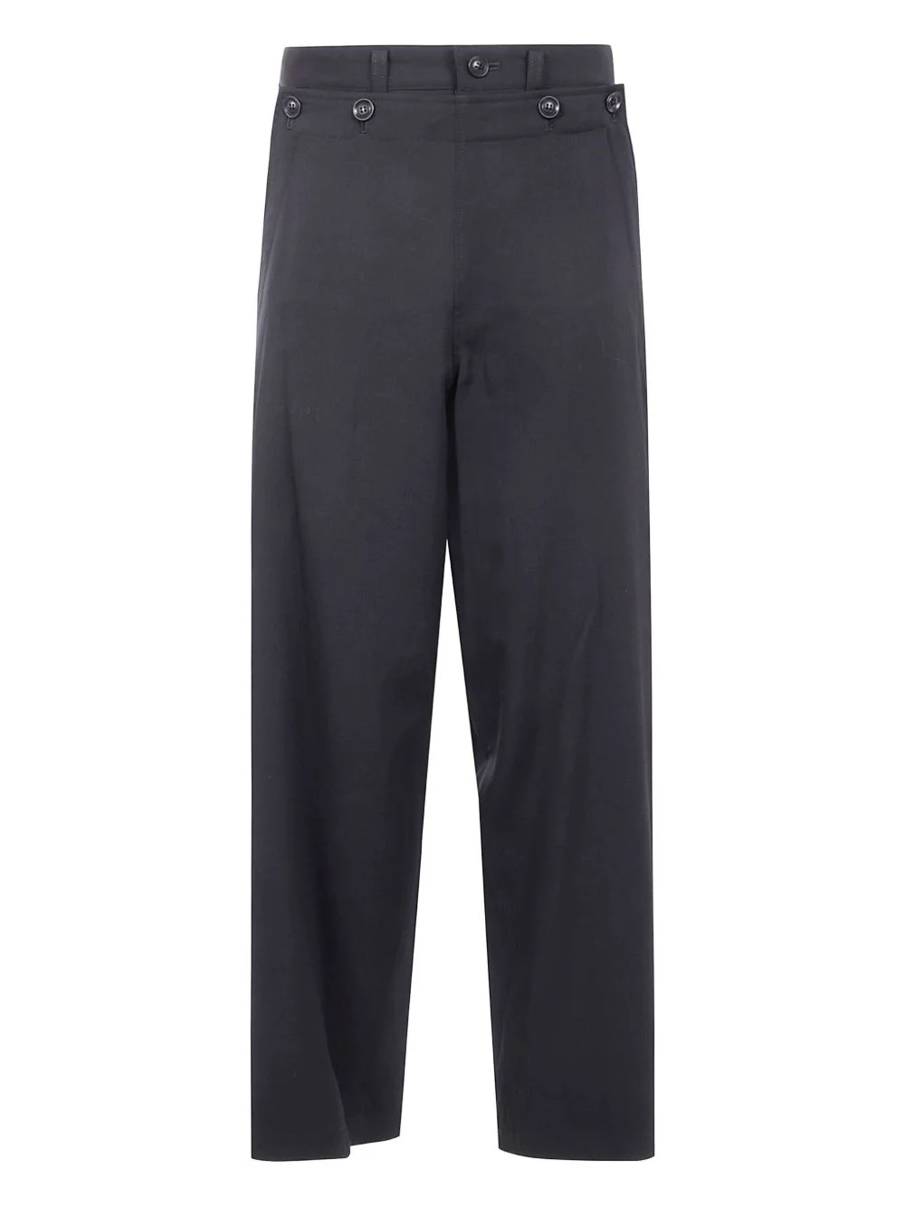 button-fastening wool trousers - 1