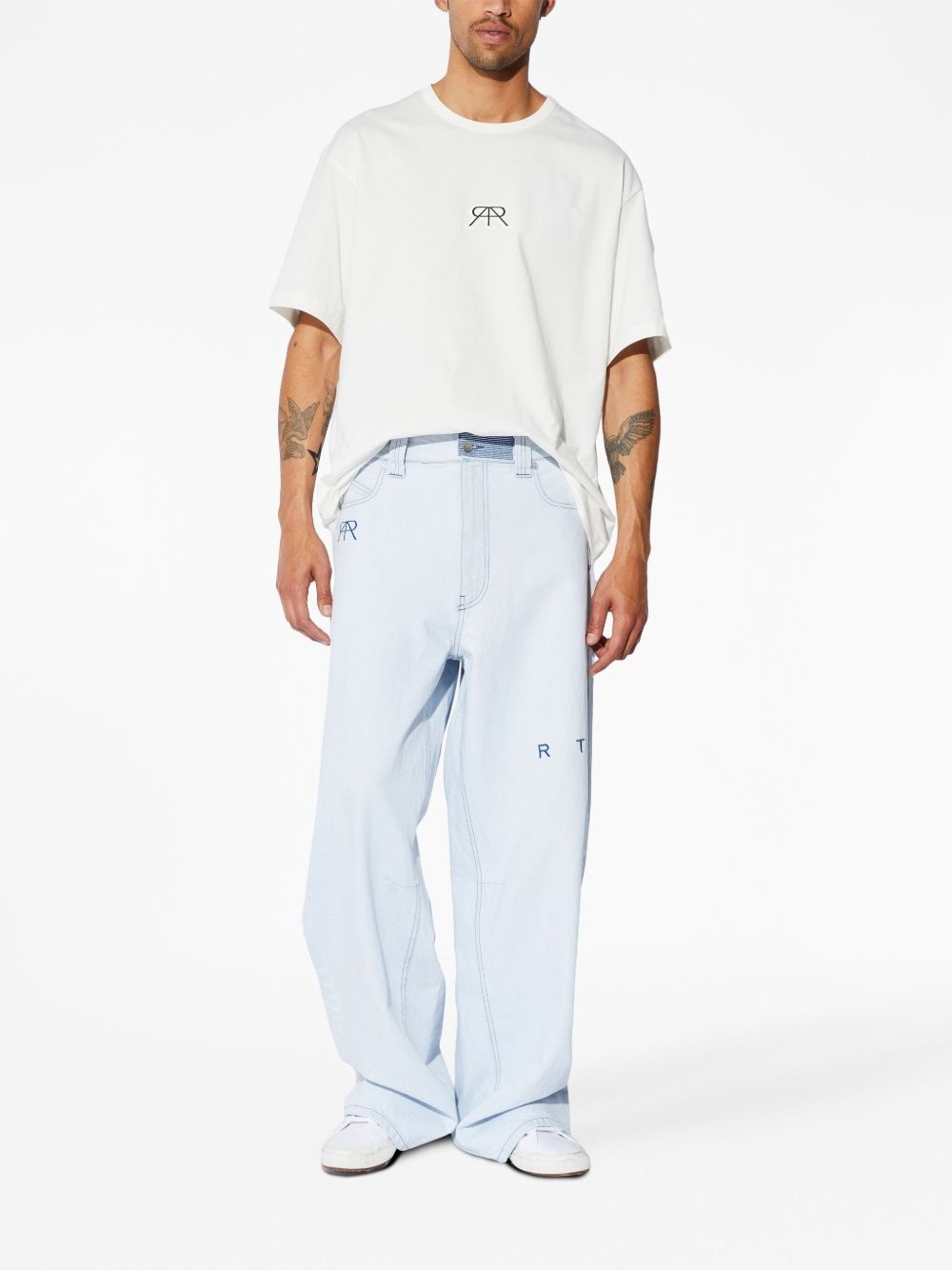 logo-embroidered wide-leg jeans - 2