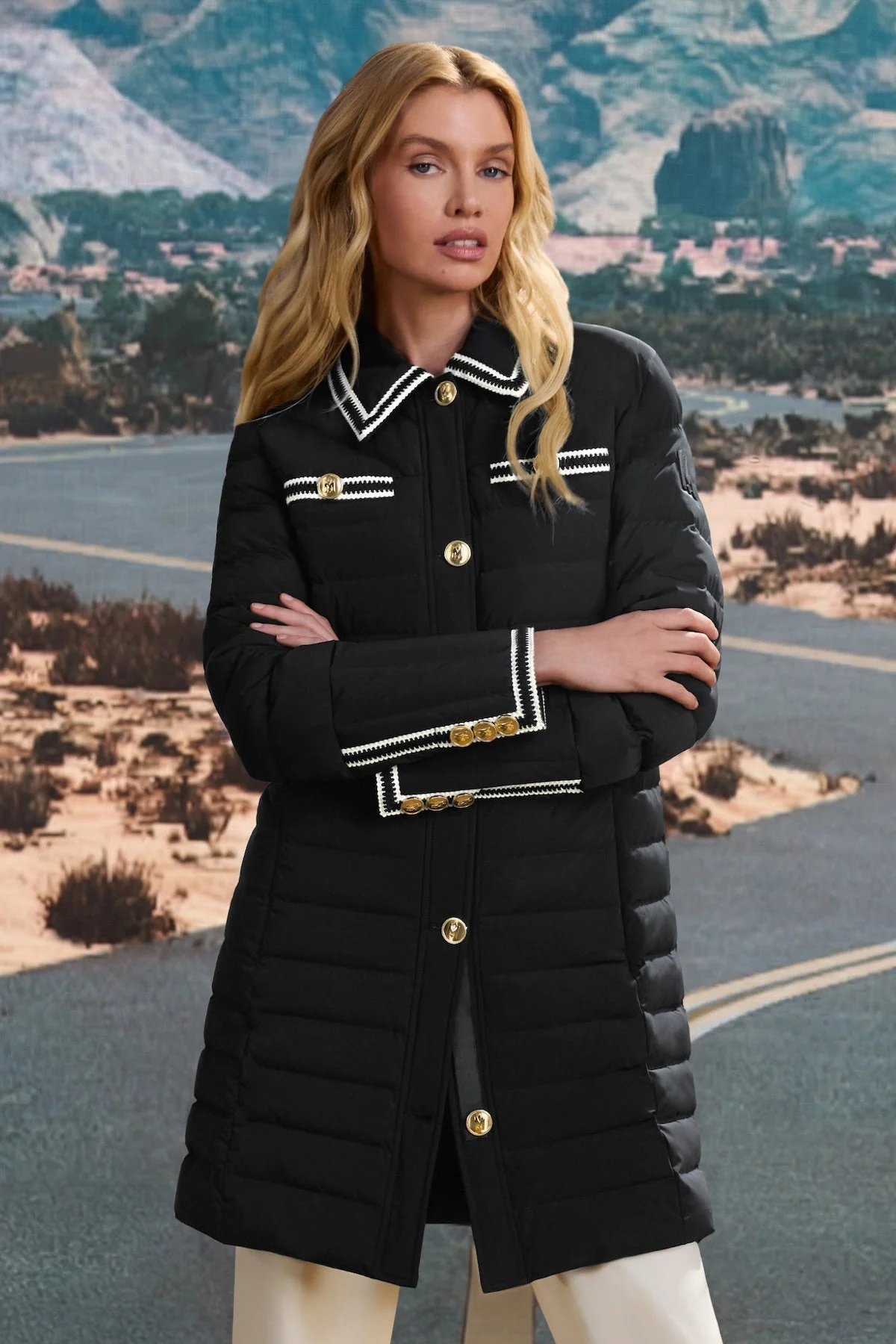 PRECIOUS Long Down Coat with Crochet Detailing - 1