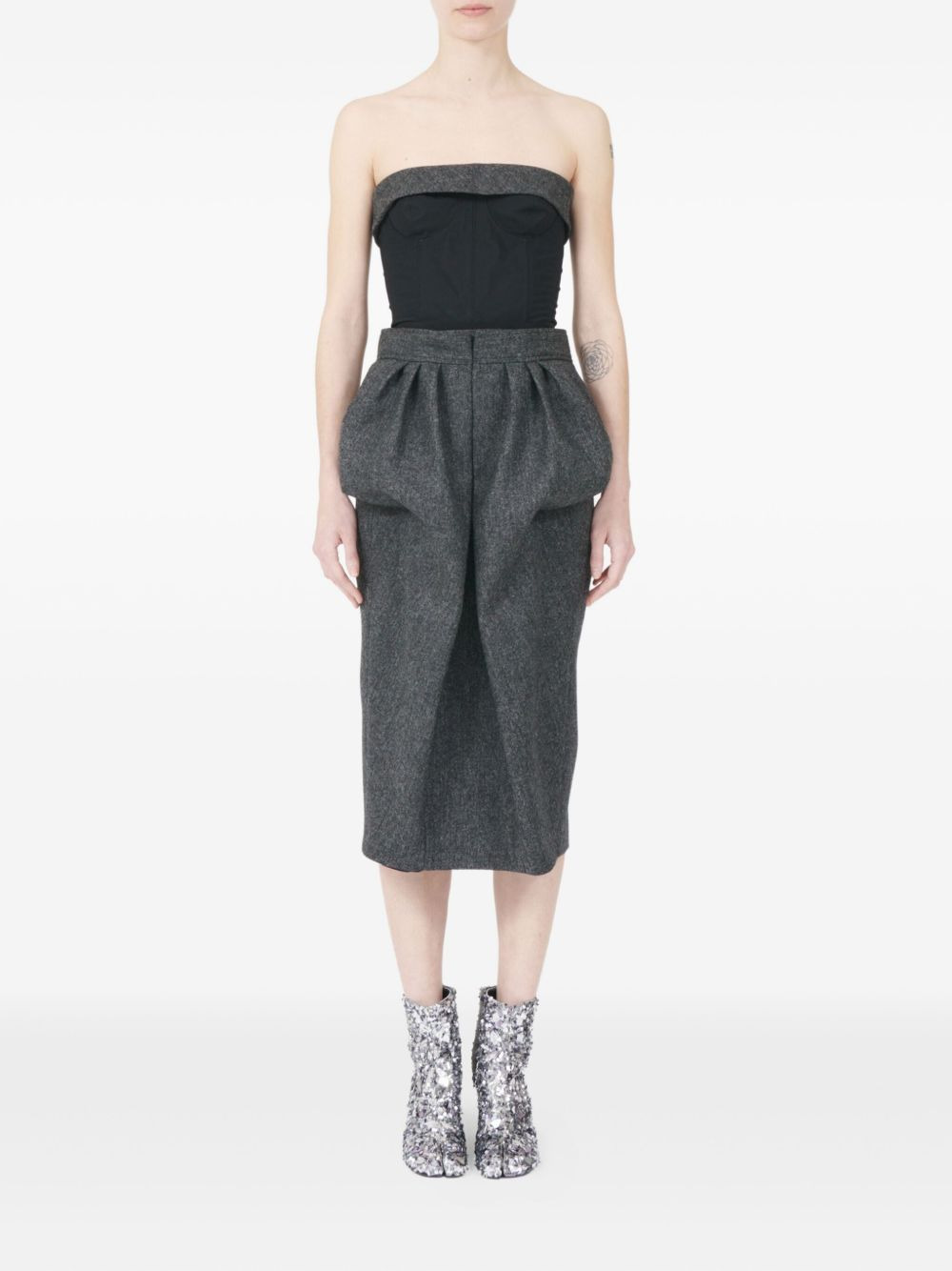 strapless bubble-waist midi dress - 5