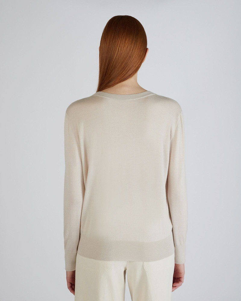 Regular fit crewneck sweater in cashmere and silk 3