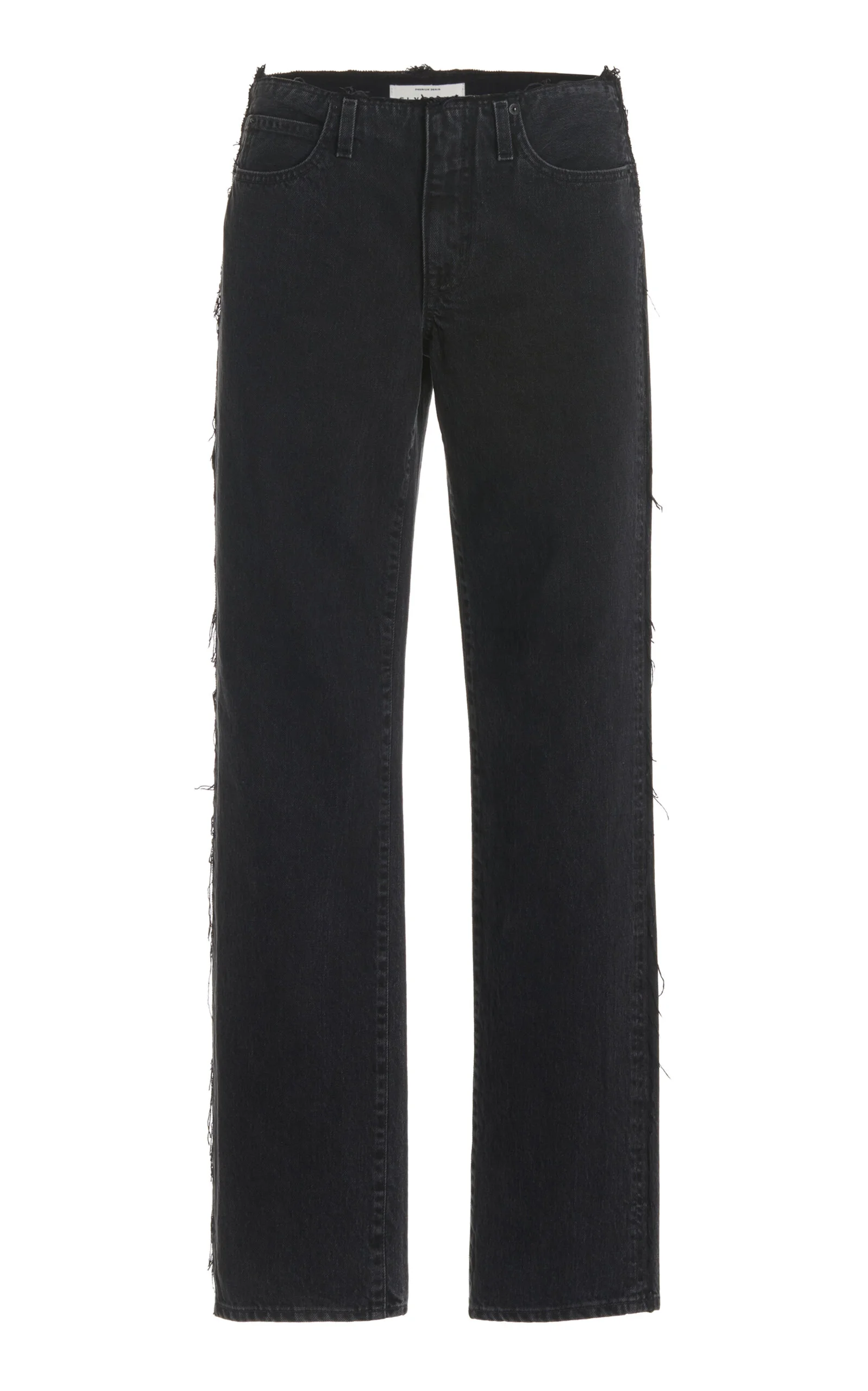 Sophie Raw-Edge Rigid Mid-Rise Long Straight-Leg Jeans black - 1