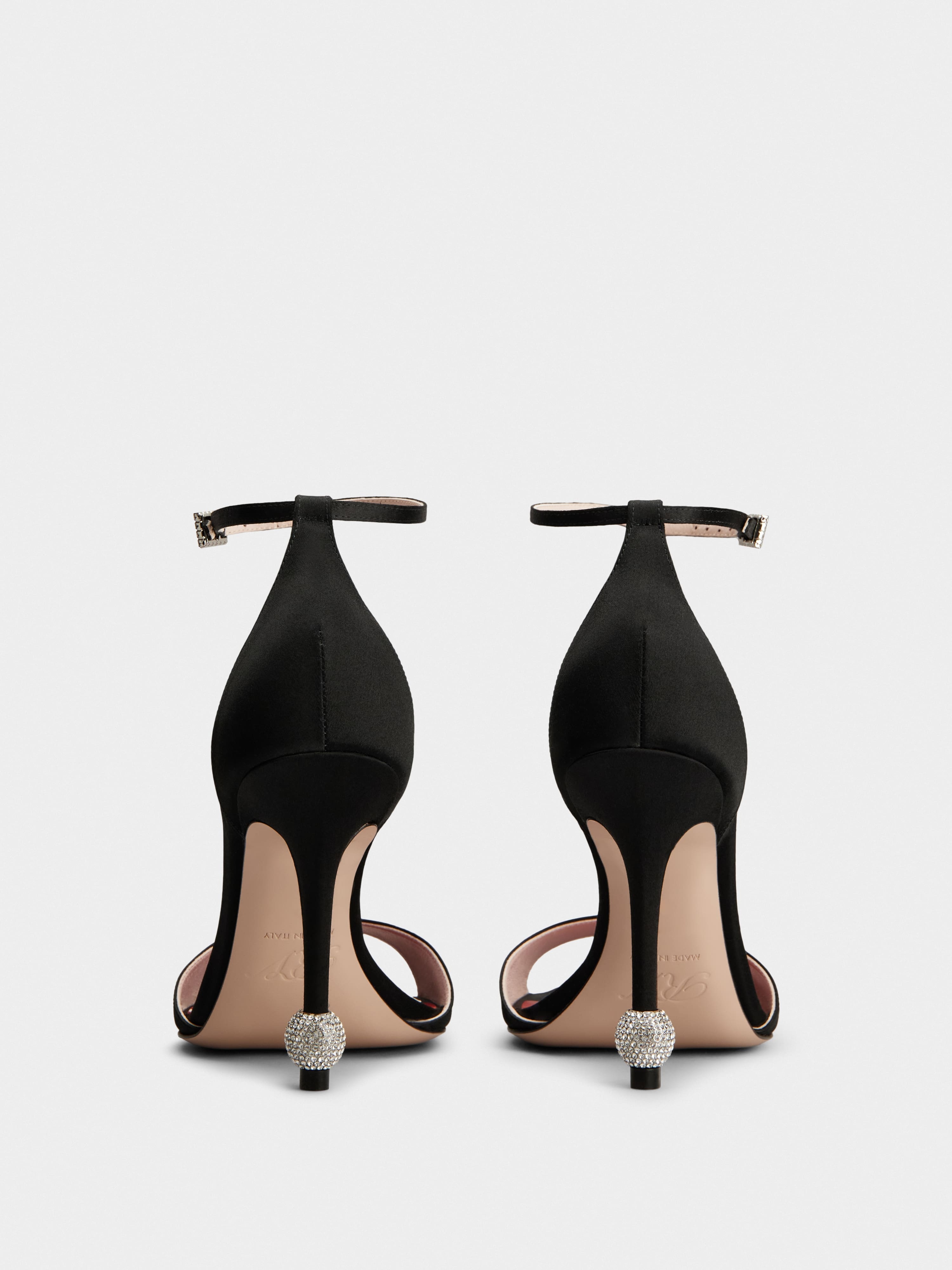 Jewel Heel Sandals in satin - 5
