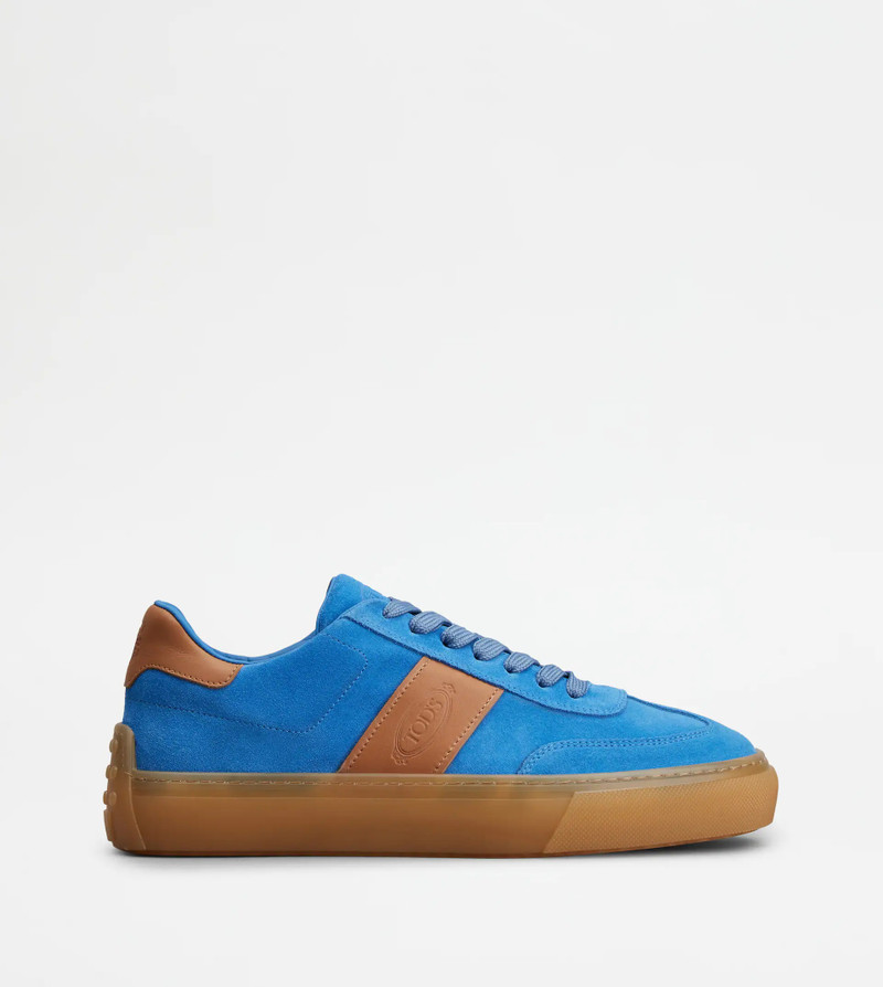 TOD'S SNEAKERS IN SUEDE - LIGHT BLUE, BROWN 1