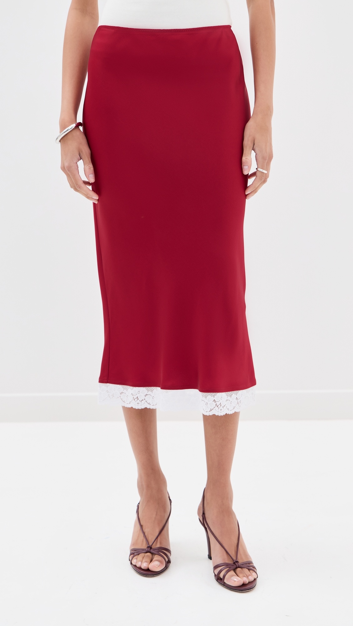 Lace Trim Slip Skirt - 2