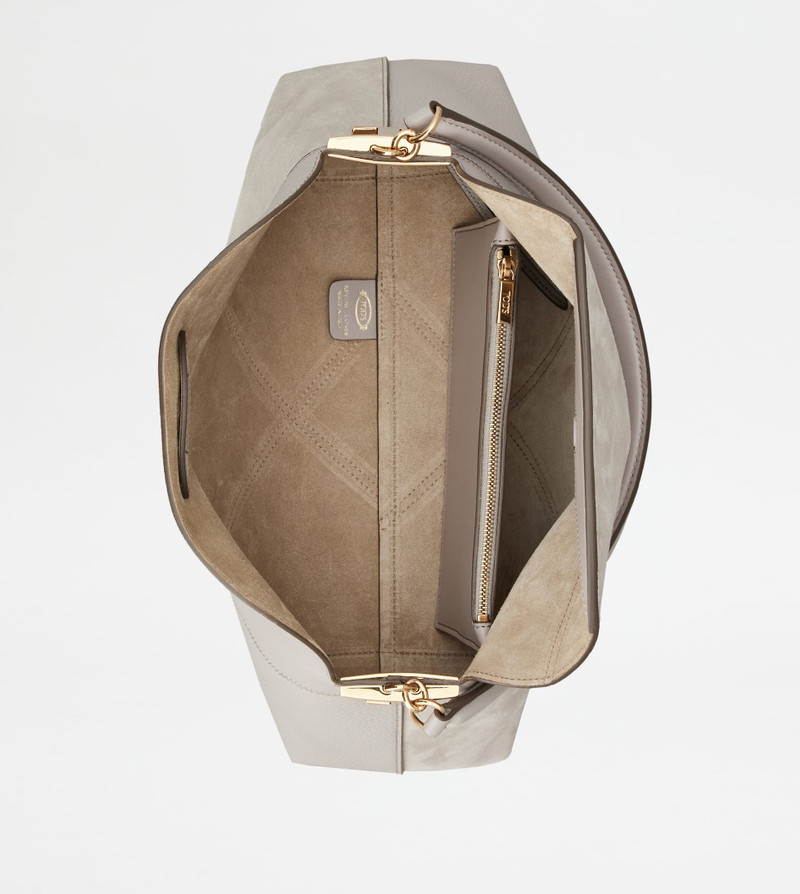 TOD'S T CASE TOTE MESSENGER BAG IN LEATHER SMALL - GREY 4