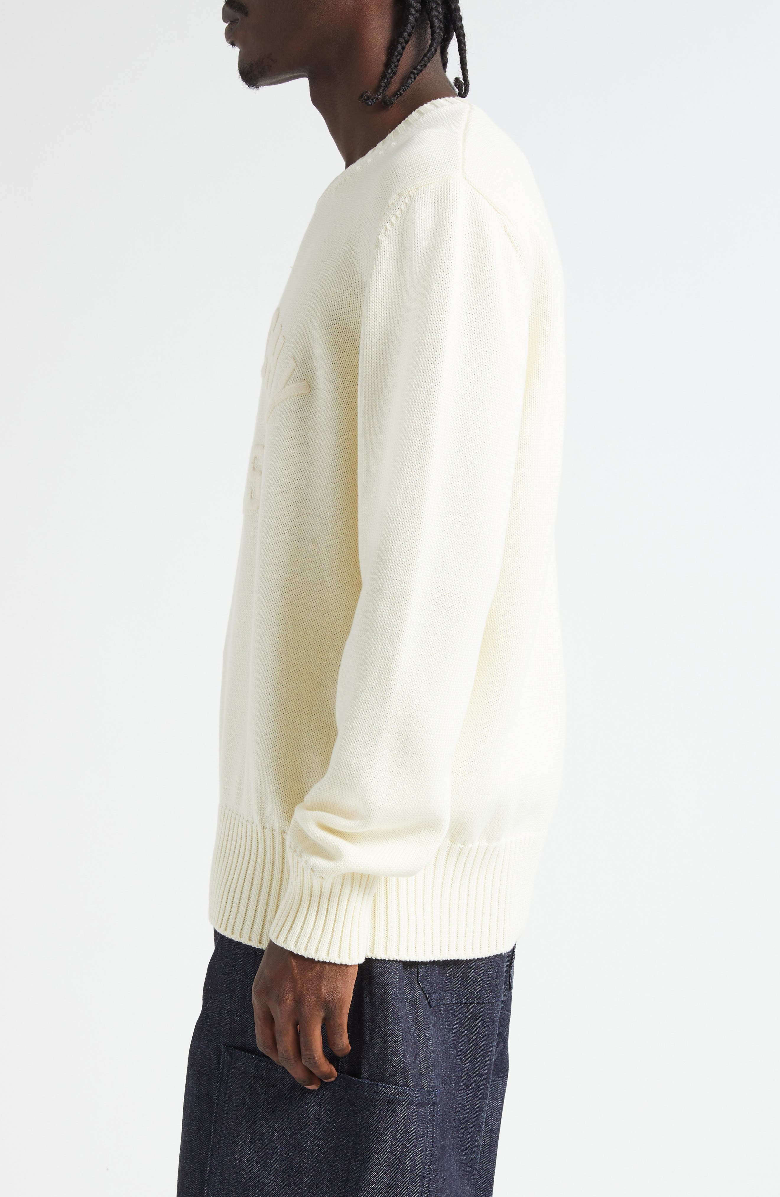 Givenchy Embroidered Logo Crewneck Sweater in Ecru at Nordstrom - 4