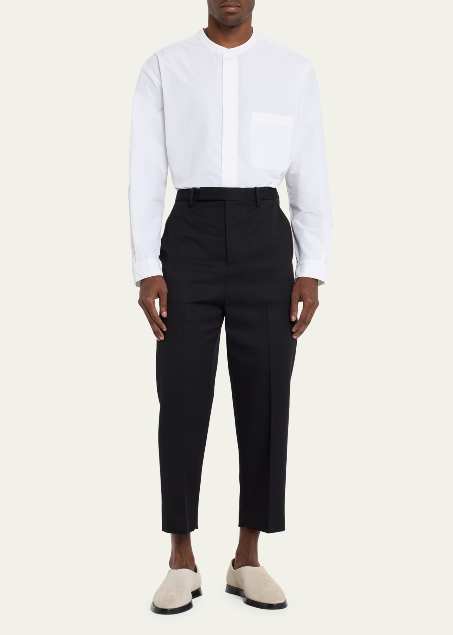 Men's Band-Collar Relaxed Sport Shirt - 2