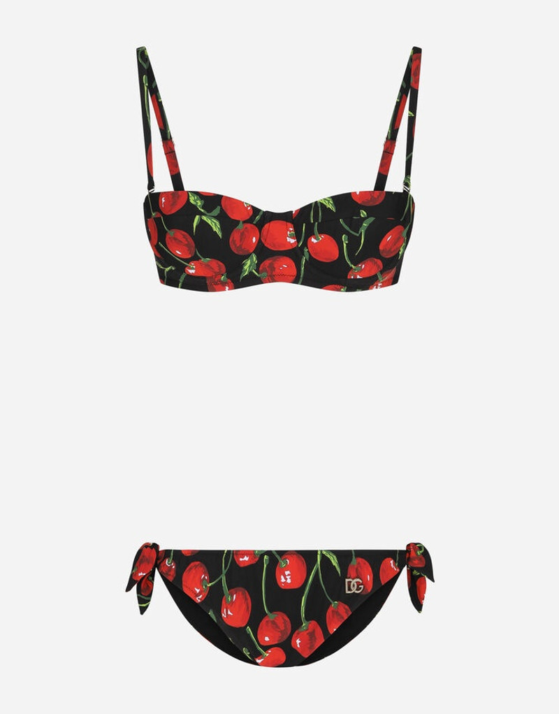 Cherry-print balconette bikini 1