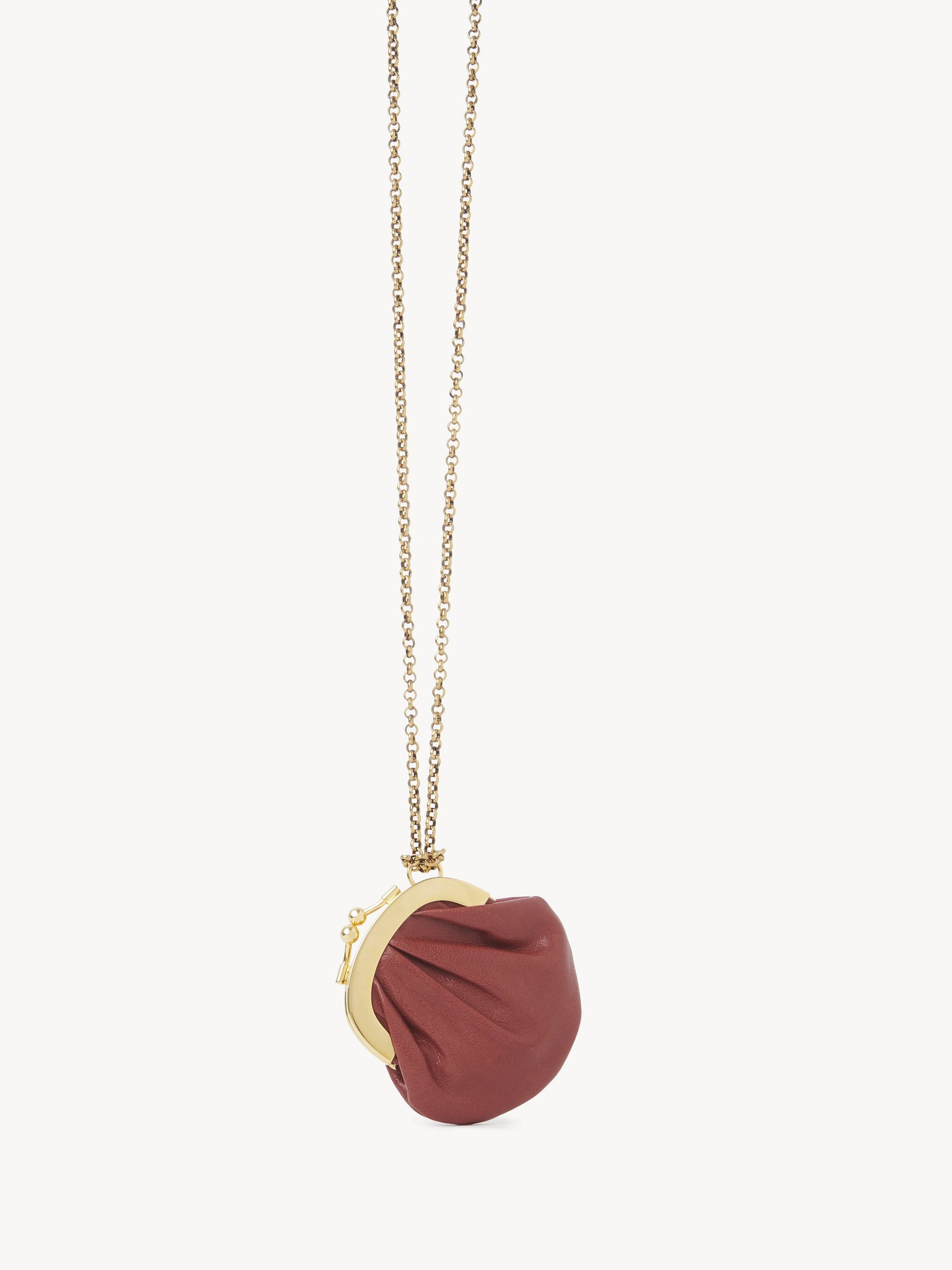 MICRO HORSE MEDAL COIN PURSE NECKLACE IN GRAINED LEATHER - 4