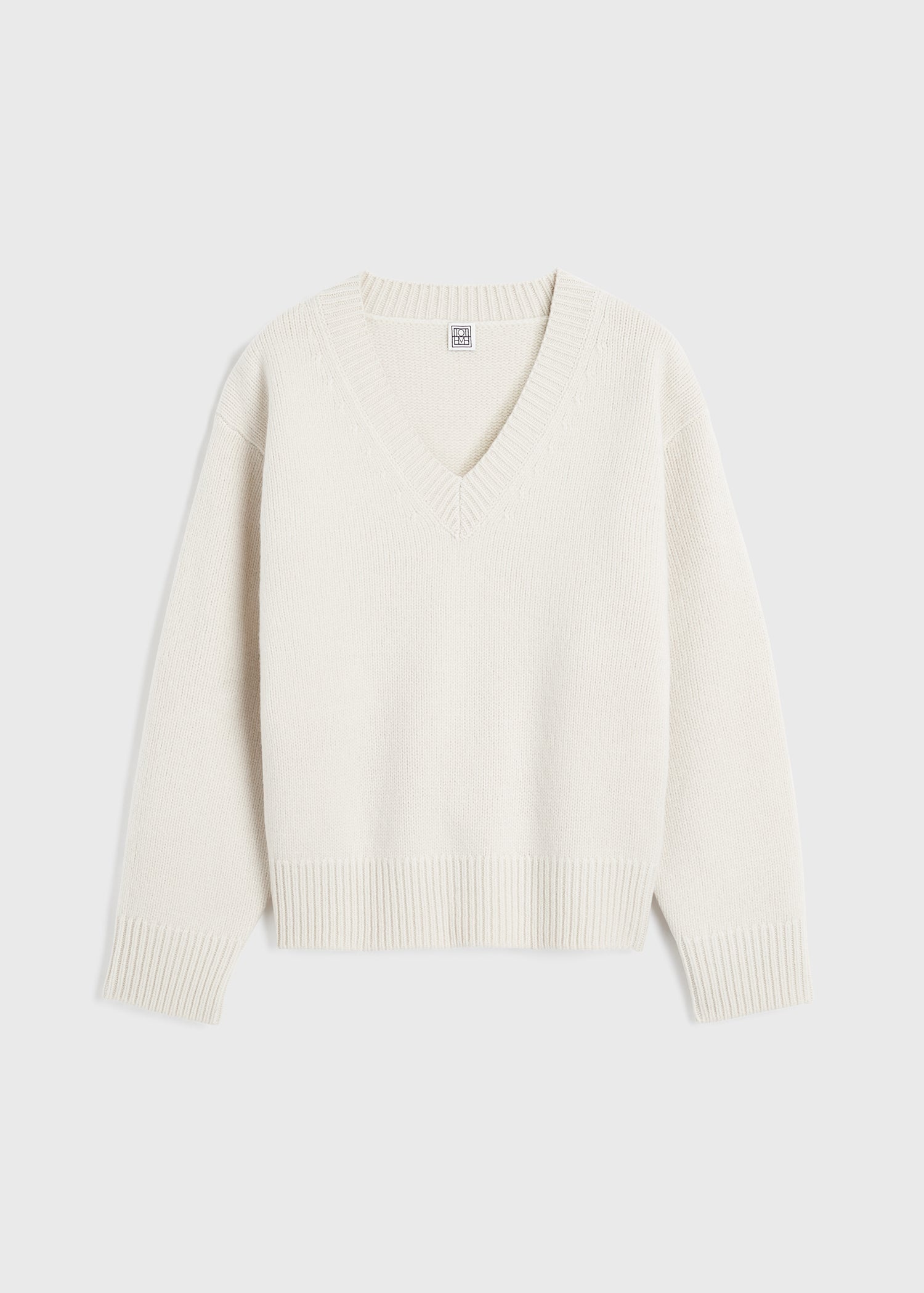 V-neck wool cashmere knit snow - 1