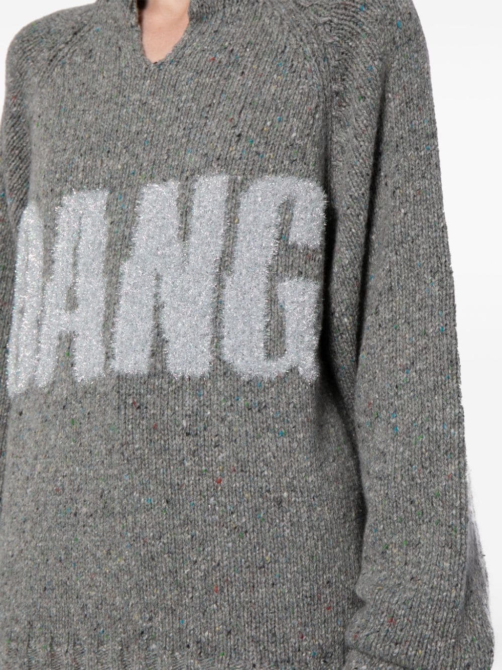 split-neck speckle-knit jumper - 9