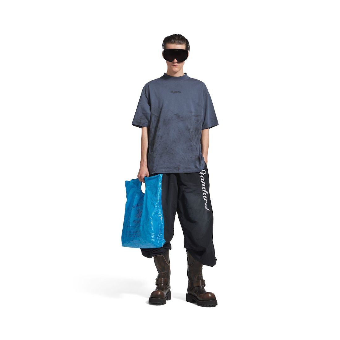 Men's Balenciaga Back T-shirt Medium Fit in Faded Dark Blue/black - 2