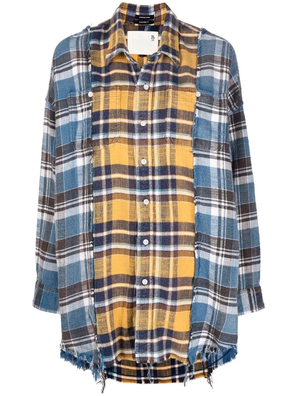 plaid pattern panelled shirt - 1