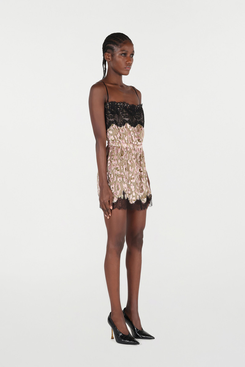 Silk Mini Dress with Lace Inserts 3